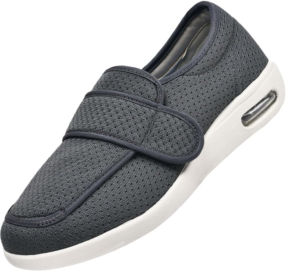 Men Diabetic Walking Shoes Swollen Feet Shoe with Adjustable Closure Mens Edema Swollen Shoes Comfort Elderly Footwear Unisex with 3 Pairs Insoles