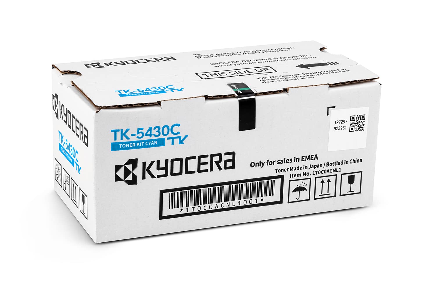 Kyocera TK-5430C Toner Cyan. Original Tonerkartusche für bis zu 1250 Seiten. Toner Drucker kompatibel für PA2100cx, PA2100cwx, MA2100cfx und MA2100cwfx