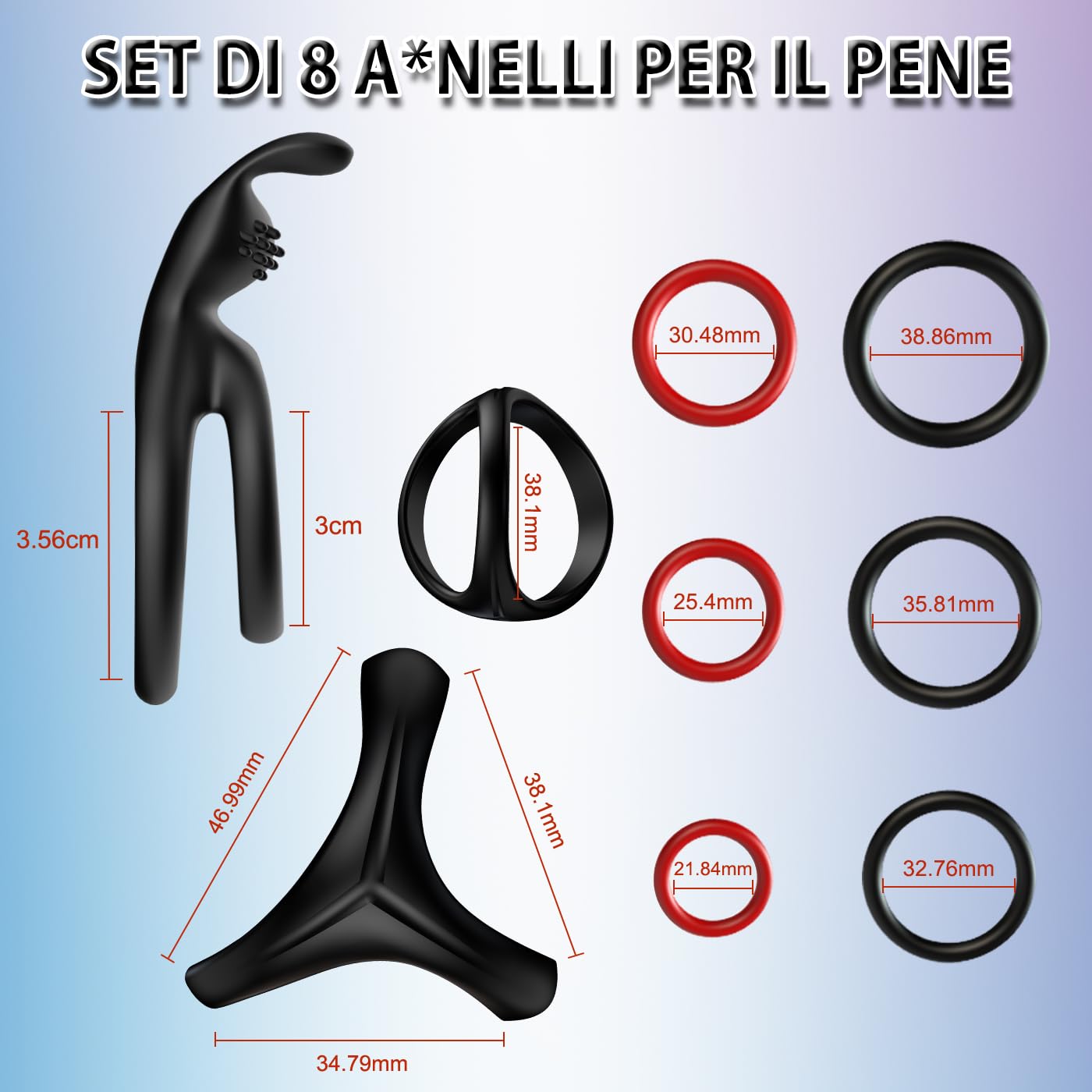 Sex Toys Anelli Pene,5 in 1 Anelli Pene Ritardanti,Ritardare L'eiaculazione Precoce e Aumenta la Potenza per L'erezione Anello Fallico Triangolo per la Stimolazione di Coppia Giocattoli Sessuali