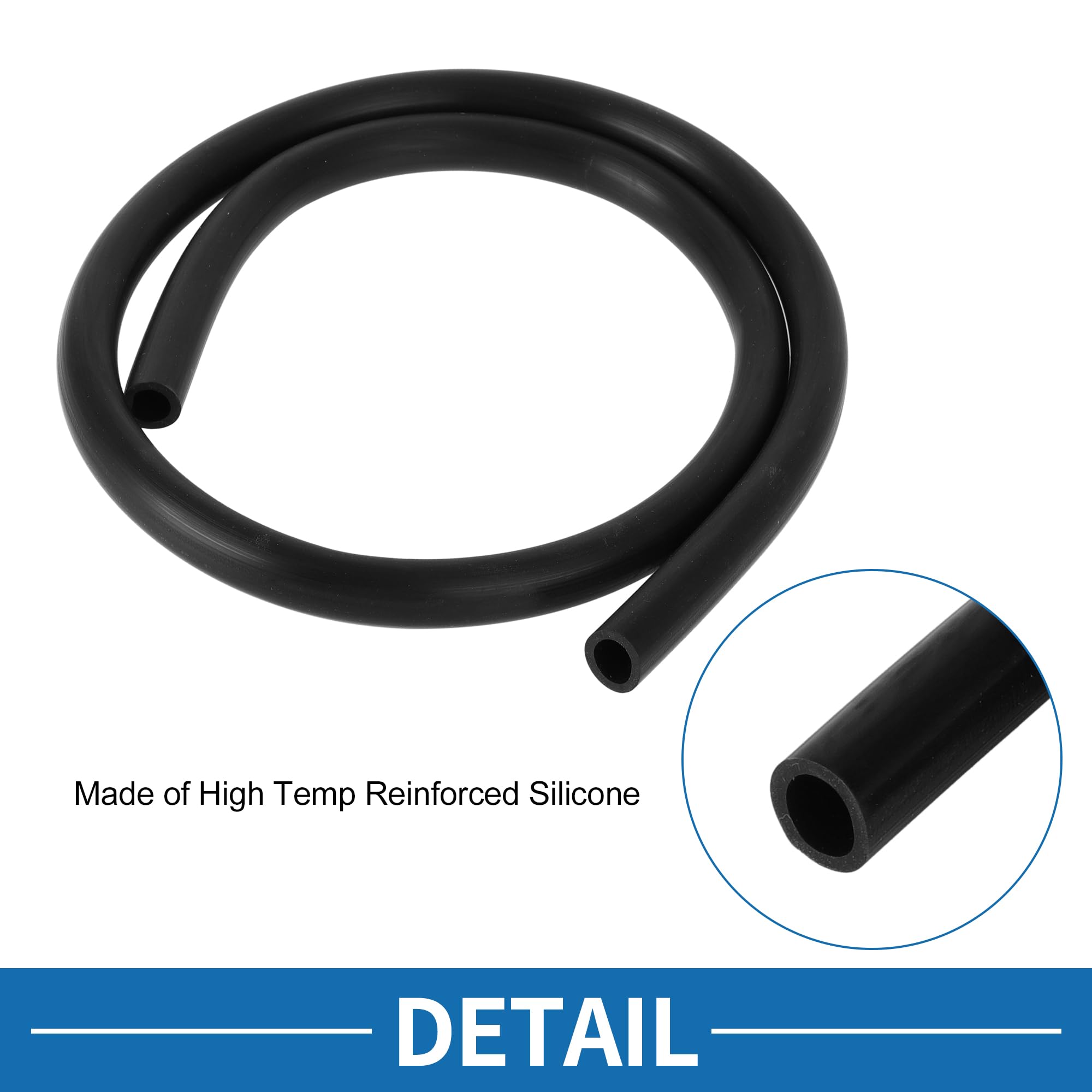 A ABSOPRO Tubo in Silicone per Aspirazione ad Alta Temperatura 1/2" 12mm ID 2.5mm Spessore Linea di Aspirazione per Auto Silicone Nero 1 pezzo
