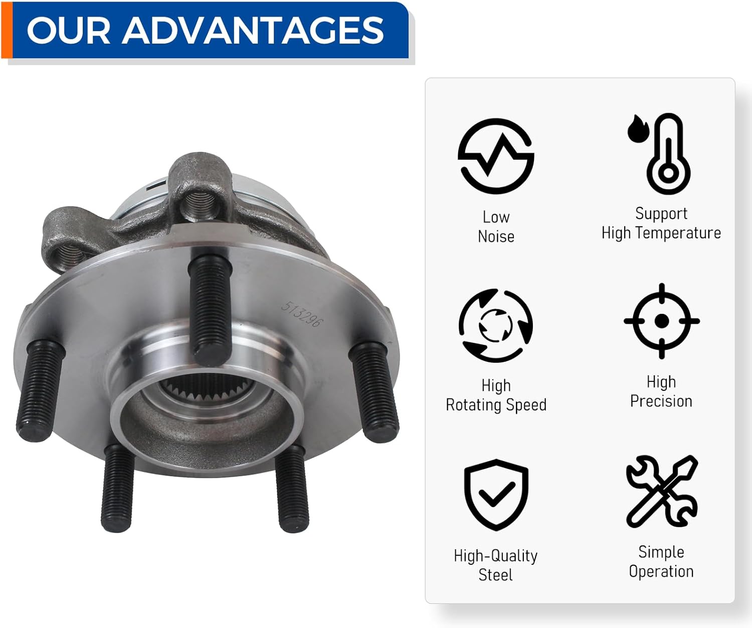 PAROD Pair 513296 Front Wheel Hub and Bearing Assembly Fit For 2013 Infiniti JX35, 19-21 QX50, 14-20 QX60, 07-18 Nissan Altima, 09-14 Maxima, 16-21 Maxima, 09-18 Murano, 13-20 Pathfinder, 11-17 Quest