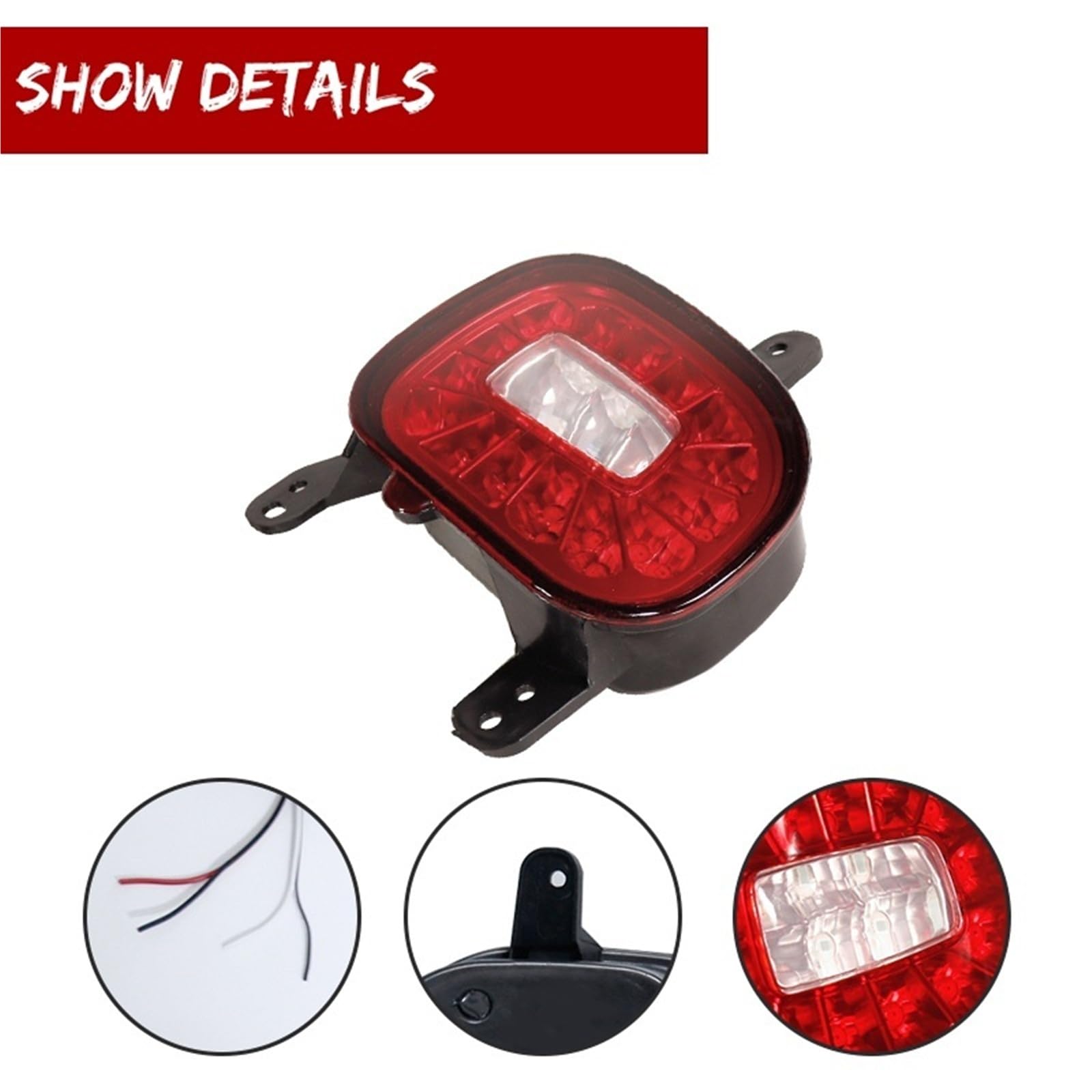 For Jeep Renegade 2015-2022 2-in-1 LIGHT rosso auto paraurti posteriore riflettore luci posteriori fendinebbia posteriori con luci di retromarcia di backup bianche(Red Lens)