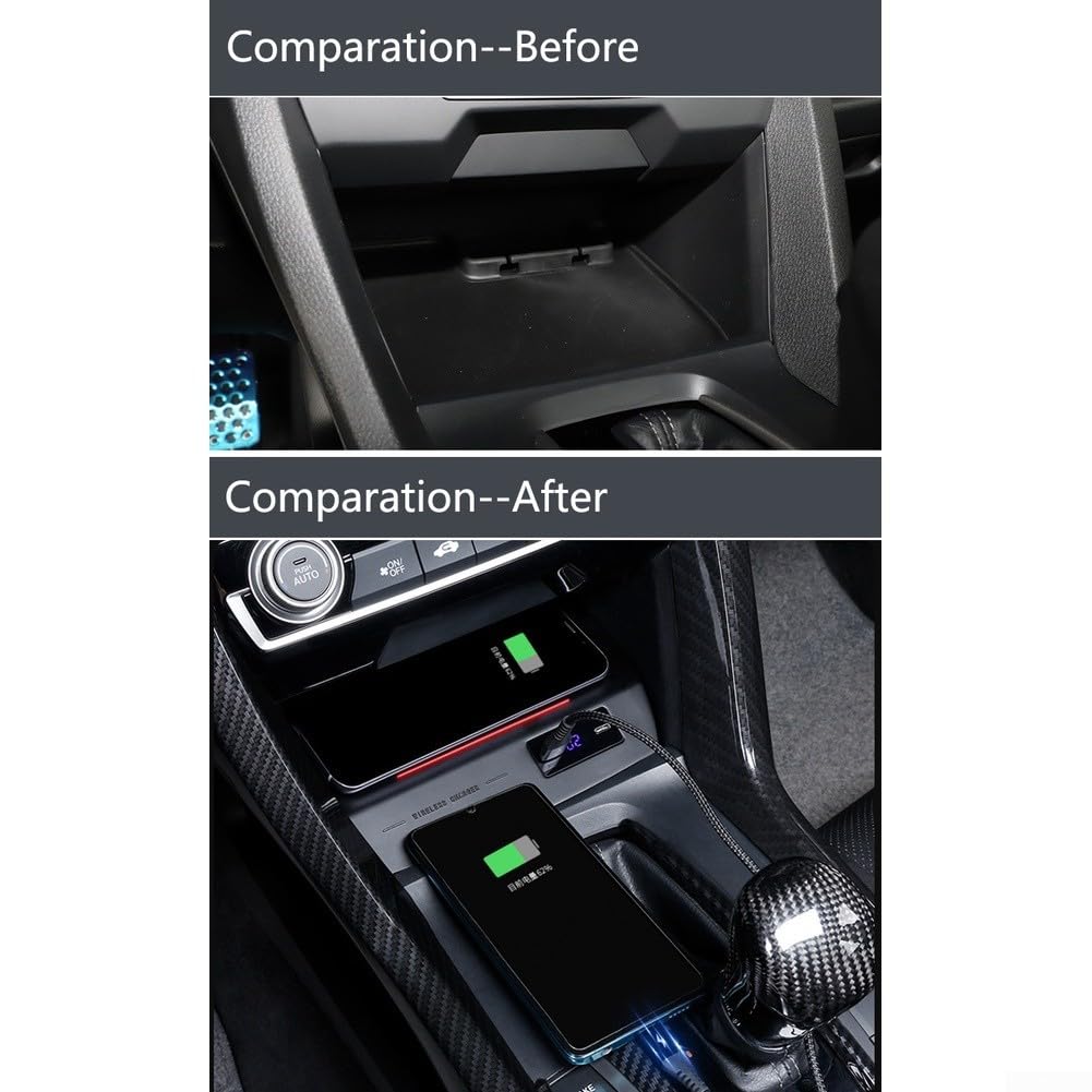 Cargador de coche con pantalla digital de 15 W para Civic 2016 2017 2018