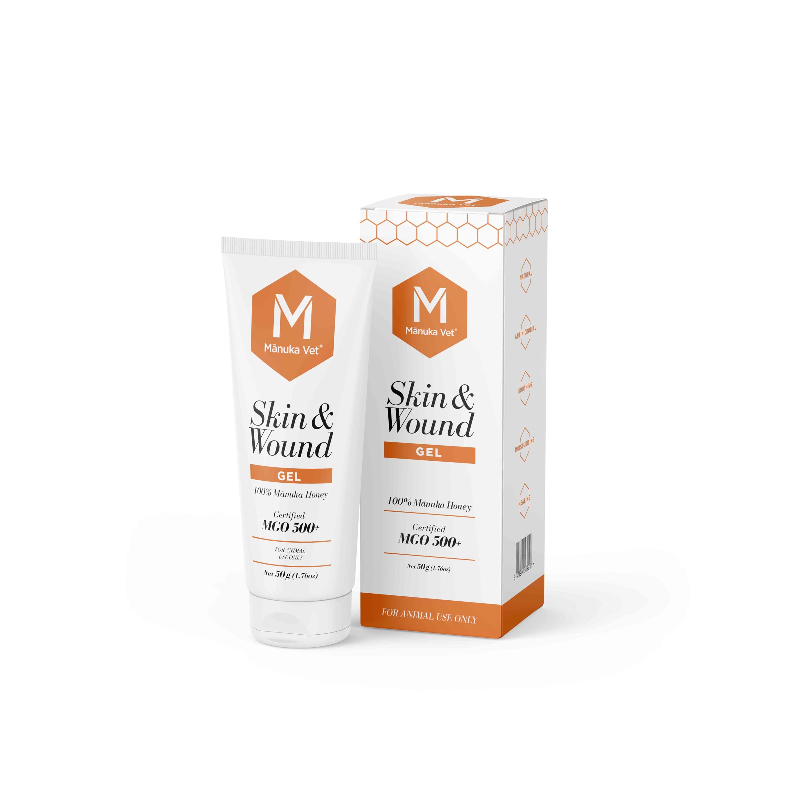 Manuka Vet Skin & Wound Gel, 500+ MGO Medical Grade Manuka Honey, Rapid Healing & Skin Repair Treatment for Dogs, Horses and Cats, 1.76oz (50g) Tube