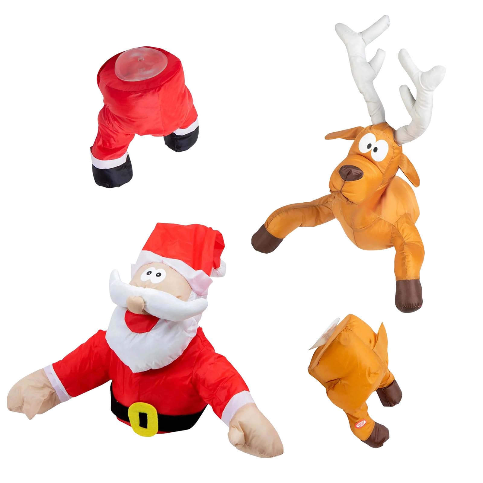 KAQNTUD Santa Claus/Reindeer Breaking Out Window Decorations From Cracking Santa Animated Hilarious Window Decorations