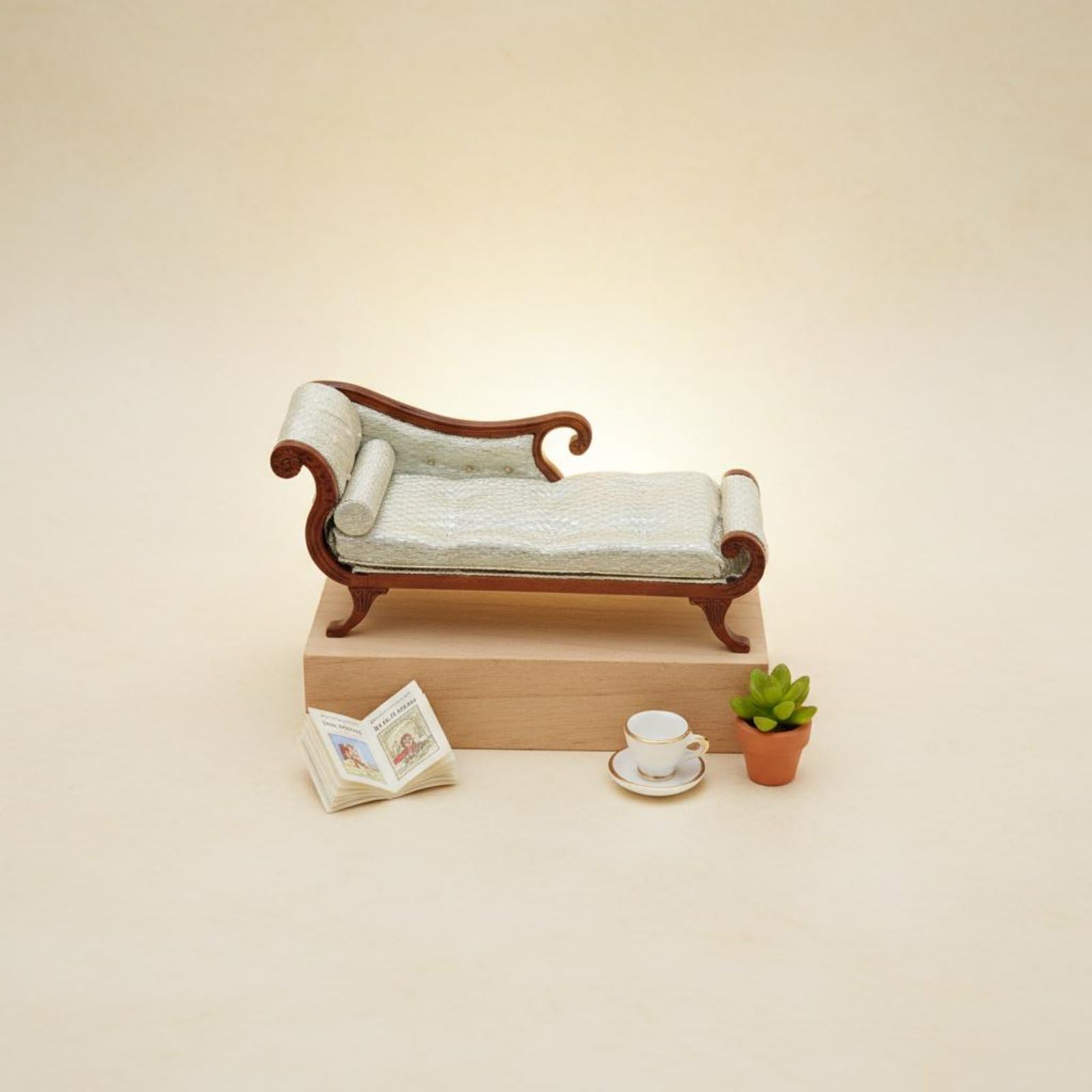 Miniatura Divano Casa Delle Bambole Sofa Accessorio Miniatura Tessuto Legno Adatto per Collezionisti Ambienti Miniatura, color to 1
