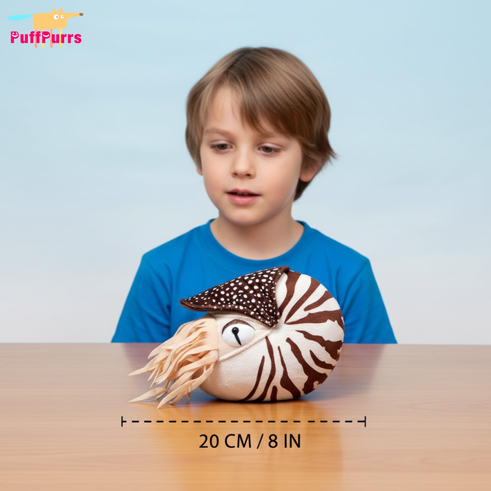 PuffPurrs Simulation Nautilus Plush Toy, Lifelike Real Life Chambered Nautilus Stuffed - Image 4