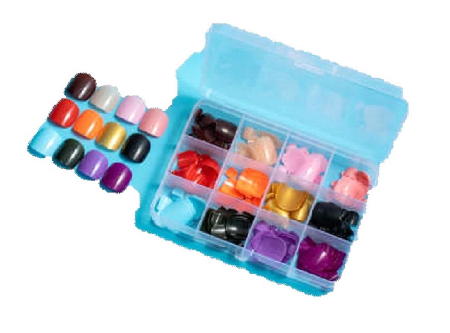 VIKSON INTERNATIONAL 288 Pcs/ Pack Multicolor Pink Skyblue Black Golden Red 12 Colors 24 Pcs Each Color UV Treated Gel Finish Press On Fake Artificial Toe Foot Nail Extension Set For Girls Women-image-45
