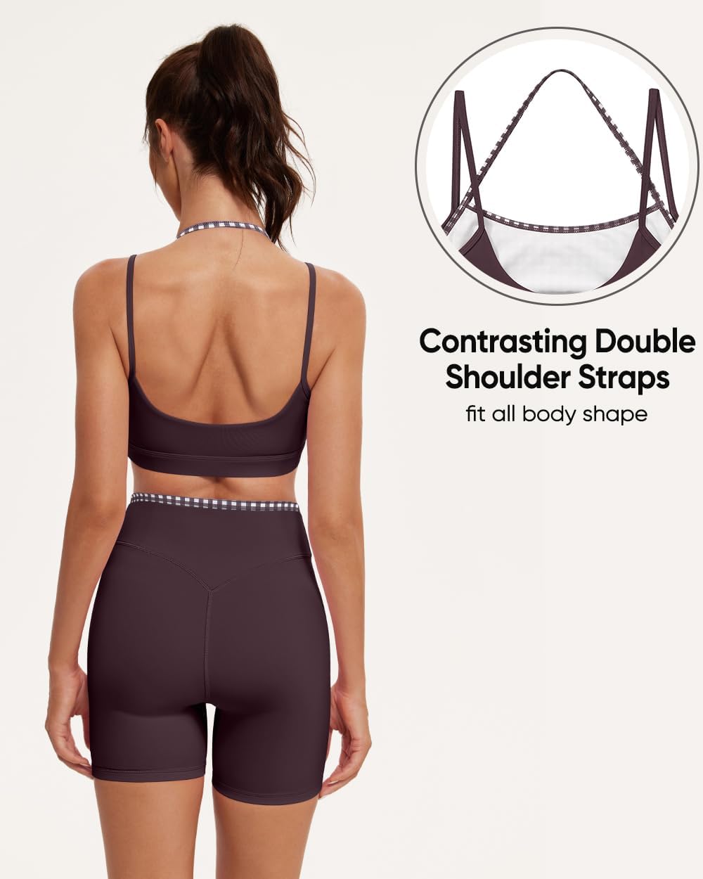 OMKAGI Workout Sets for Women Cute Doubel Layer Sports Bra Top Gym Outfits