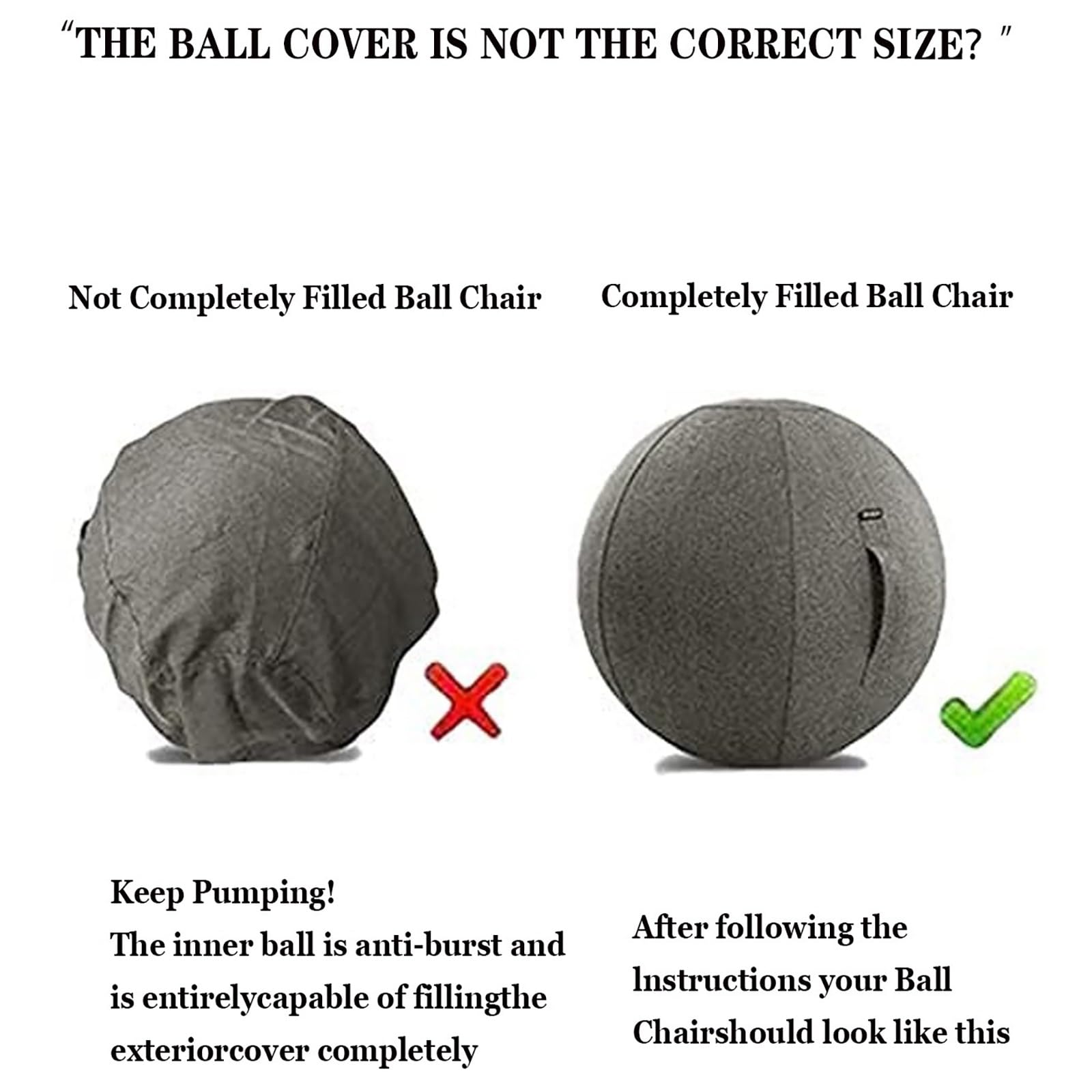 Silla de Pelota de Yoga 65 cm para Pilates - Silla de Oficina con Pelota de Ejercicio
