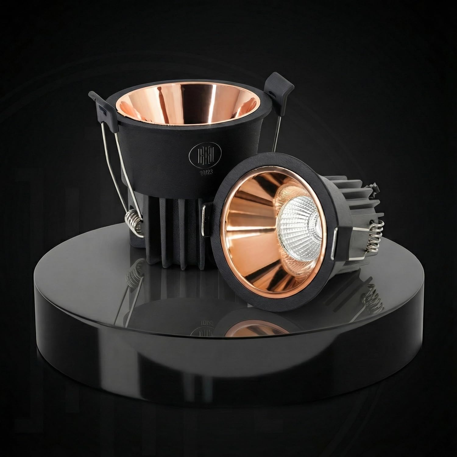 - Harold Electricals 12 Watt Deep Series Concealed COB Light | Recesed LED Ceiling Light for Indoor & Outdoor Lighting - (Rose Gold Reflector) Black Body (1, Warm White)