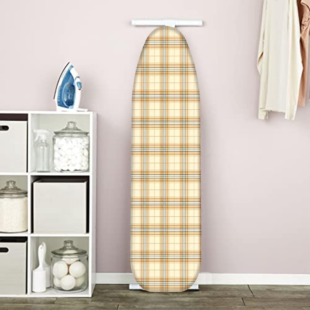 Funda para tabla de planchar resistente y almohadilla gruesa resistente a las quemaduras, borde elástico ajustable de 46.8 x 17.7 pulgadas (marrón) – perfecto para un fácil planchado y uso