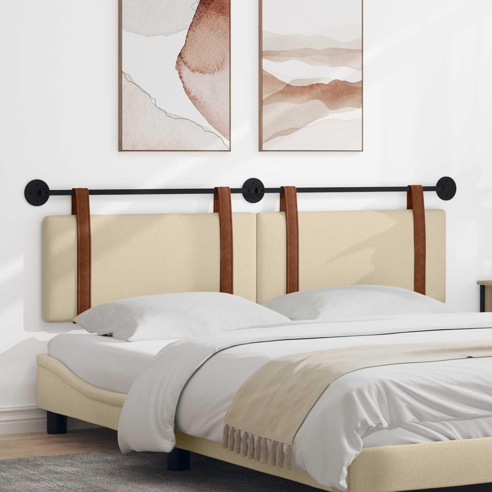 vidaXL Testata appesa Tinta Unita Crema 190 x 55 x 5 cm PU Antico, Testata Letto Moderna Rettangolare, Design da Montare, Accessorio Semplice e Funzionale per la Camera