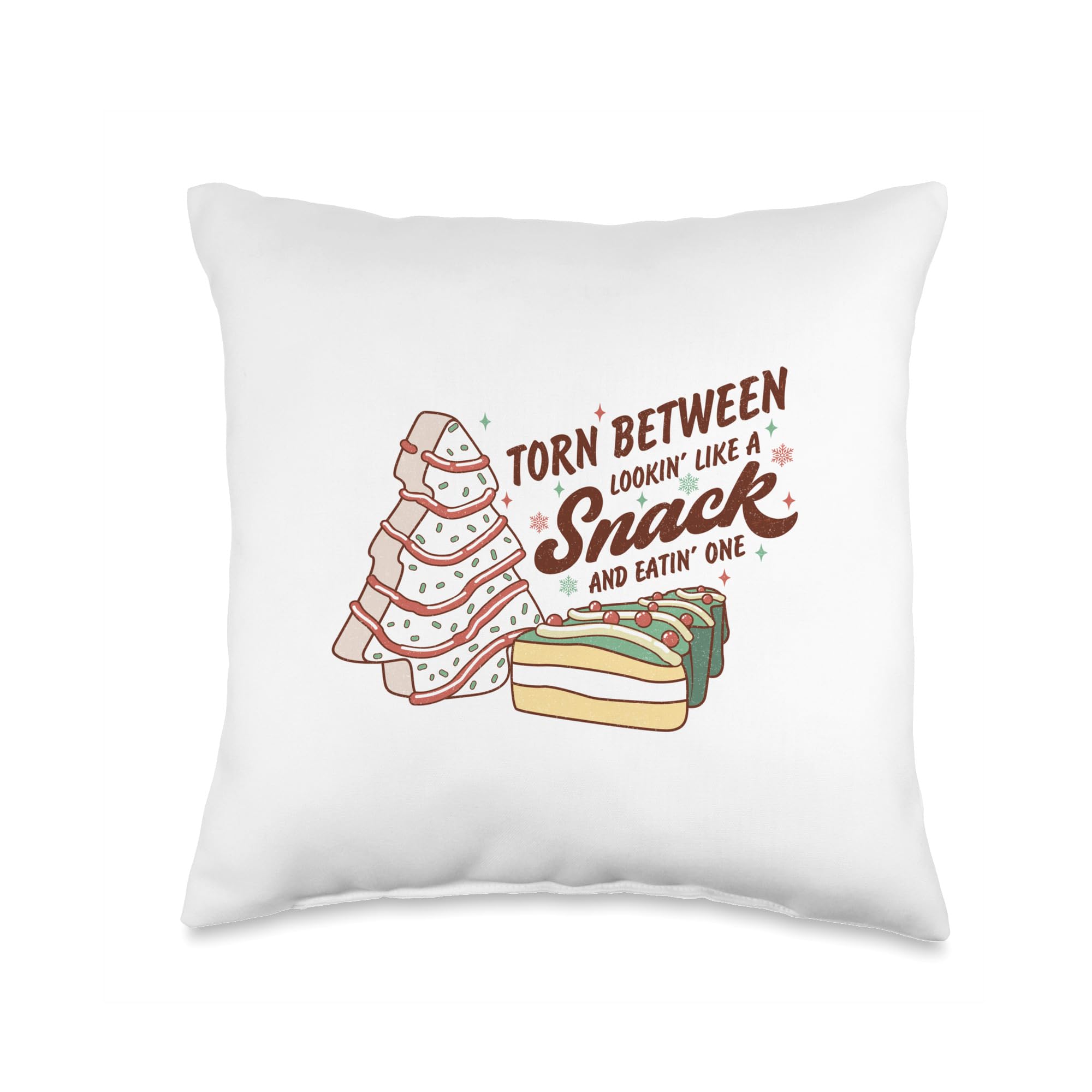 CorkedBrew Torn Between Lookin Like A Snack & Eating One Christmas Cake Throw Pillow, 16x16, Multicolor
