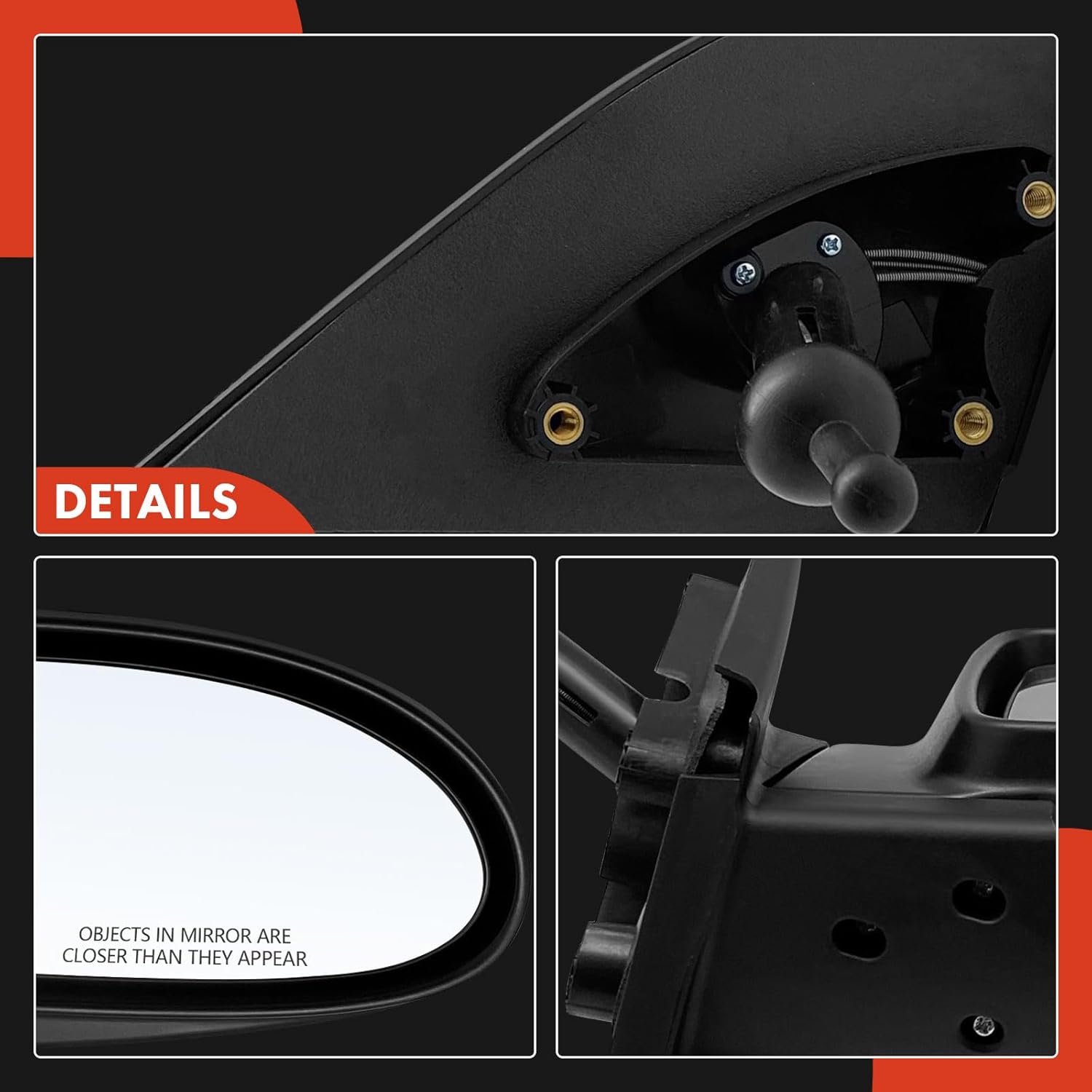 A-Premium Pair (2) Driver and Passenger Side Manual Door Mirror - Compatible with Hyundai Accent 2010-2011 - Non-Heated Manual Folding Textured Black Outside Rear View Mirror - Replace# 876101E500CA