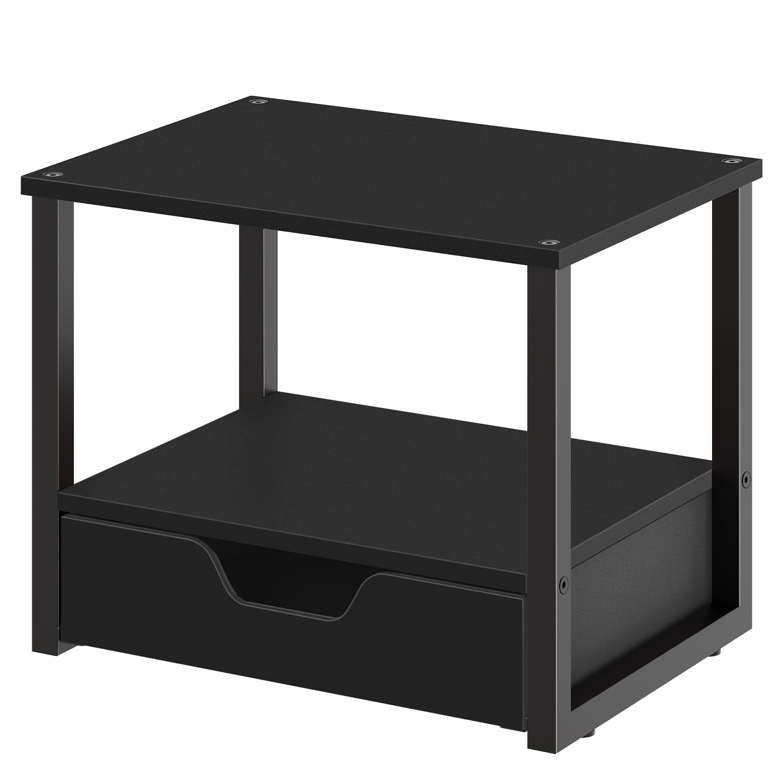 YATINEY Desktop Printer Stand, 2-Tier Printer Table with Non-Woven Drawer, Multi-Purpose Desk Organizer for Home Office, Under Desk Open Organizer