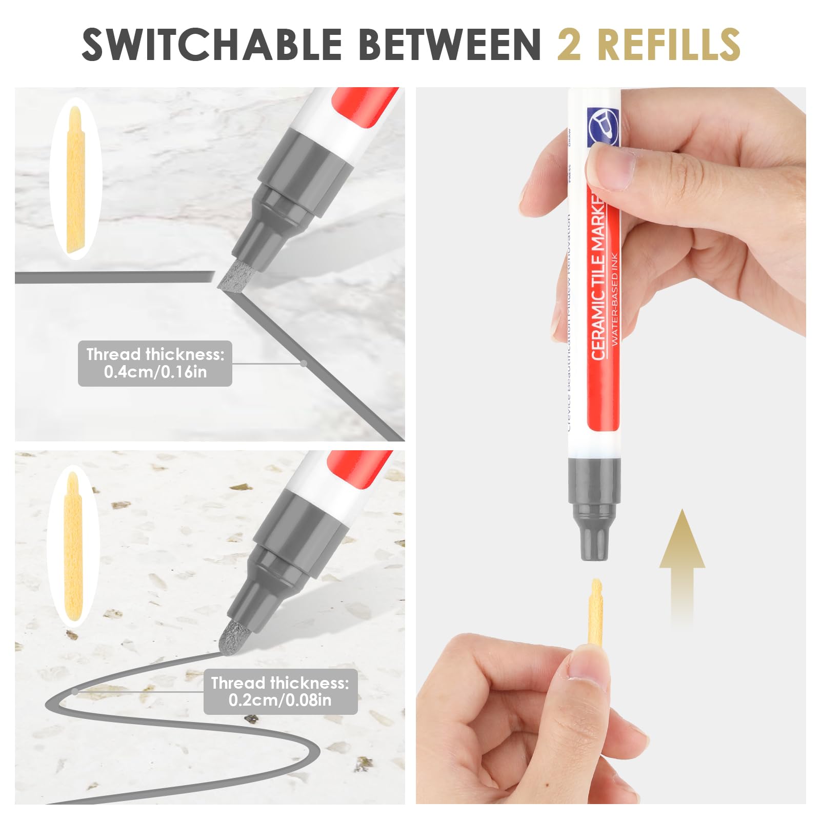 Riempitivo Impermeabile Per Riparazioni Di Spazi Tra Piastrelle, Riparazione Ravvivante Per Fughe, Agente Di Ricarica Impermeabile Per Spazi Tra Piastrelle Per La Casa, 280 Ml (Argento - Foto 3