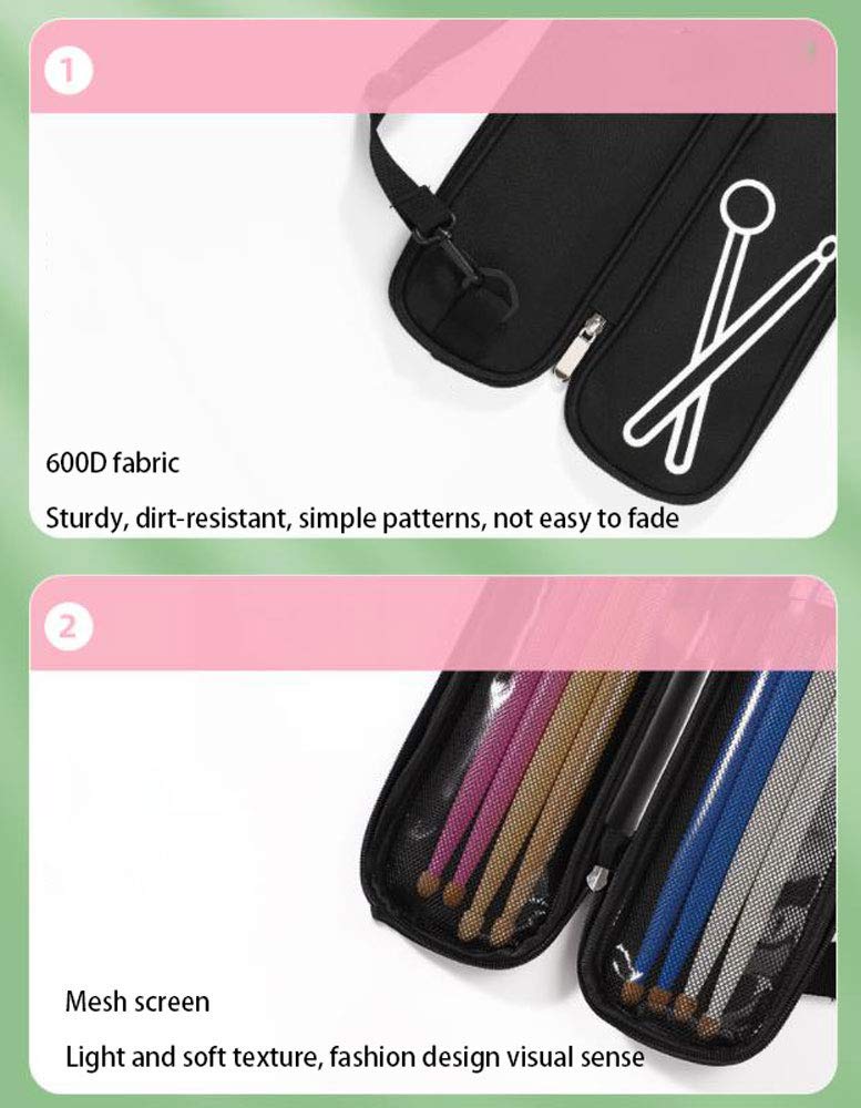 Sac Pour Baguettes De Batterie En Nylon - Rangement Pratique Avec Sangle Adhésive Réglable