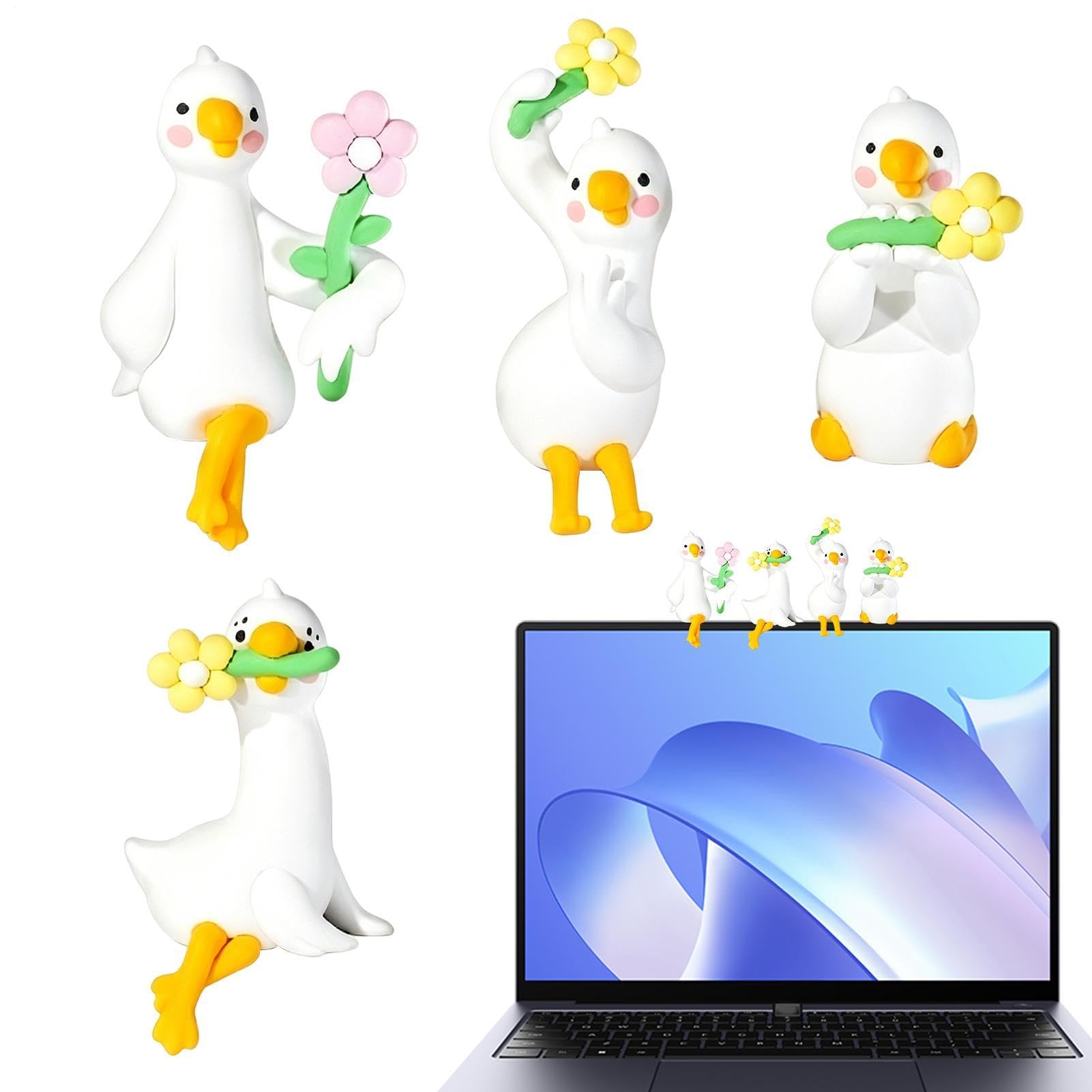 Oie pour moniteur et déco de bureau : offrez ce lot de 4 figurines mignonnes à un collègue
