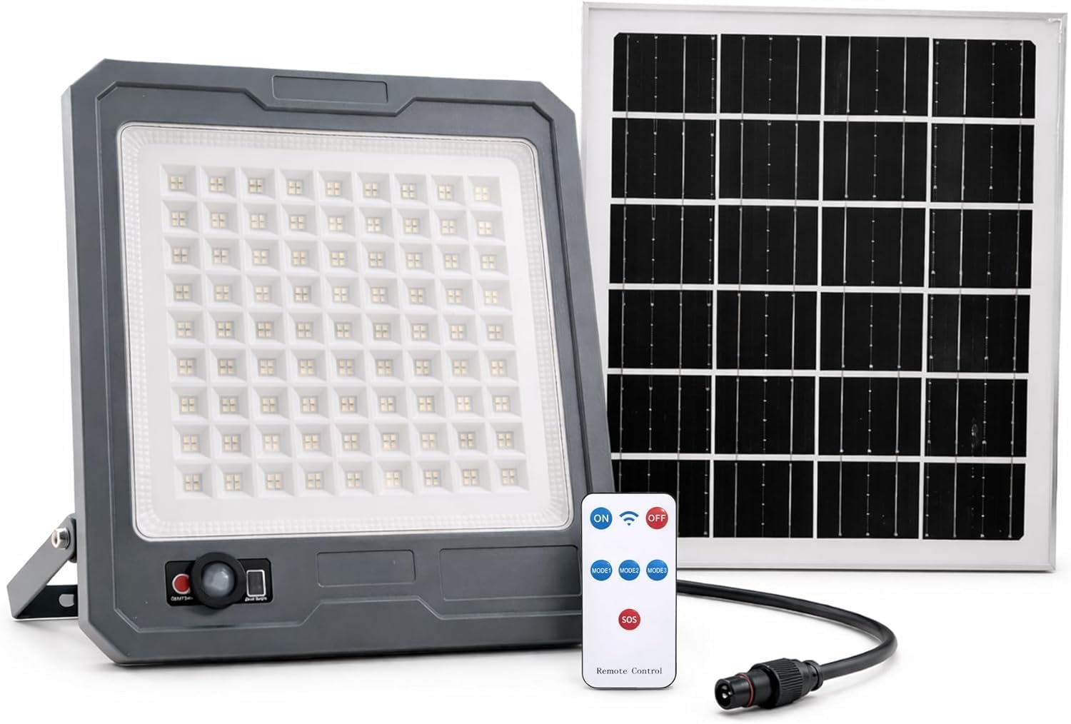 Generico FARO LED DA 2000W CON PANNELLO SOLARE 10800MAH 4100LM CON SENSORE DI MOVIMENTO CREPUSCOLARE
