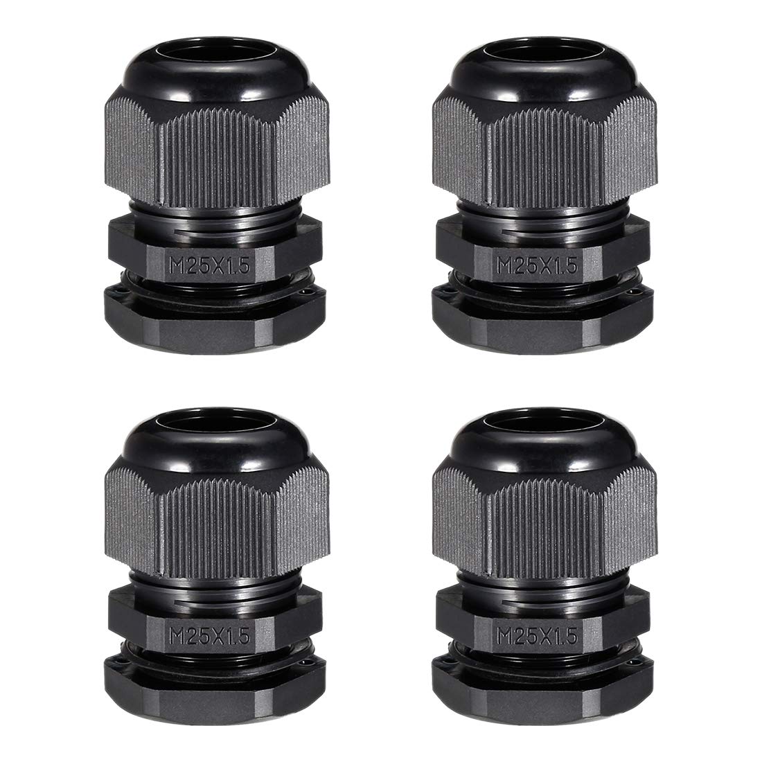 uxcell M25 Cable Gland Waterproof Plastic Joint Adjustable Locknut Black for 11mm-18mm Dia Cable Wire 4 Pcs-image-29