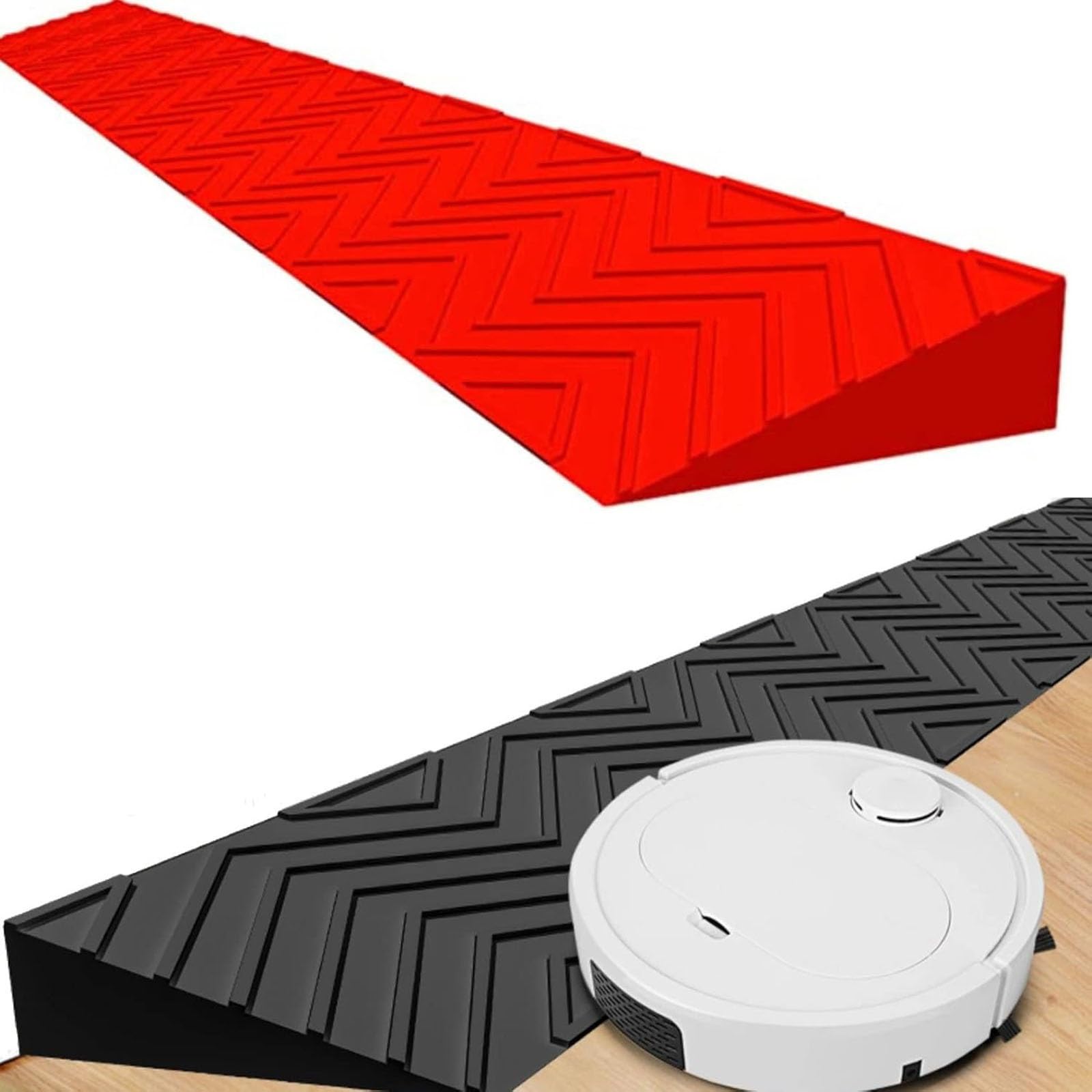 uniwersalne rampy krawężnikowe, Rampa progowa antypoślizgowa PCV, wielokolorowa, 100x(7-13) x(1-6,5) cm(Red,100 * 12 * 5.5CM)
