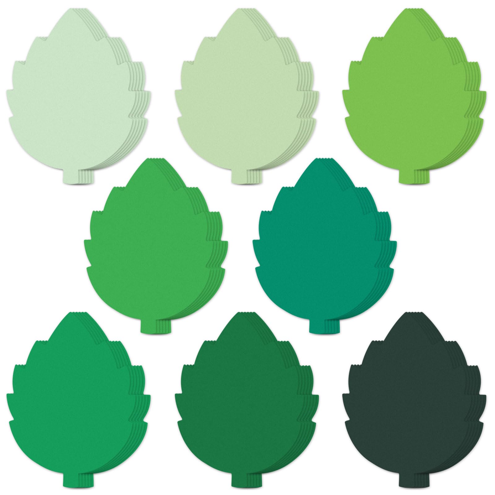MixTeach 200 Pcs Paper Leaf Cutouts 4 Inch Assorted Green Color Leaf Cut Outs Paper Leaf Shapes Die Cut Spring Summer Classroom Decor for Bulletin Board DIY Craft Project Party Wall Decoration