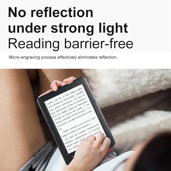 Docooler eReader، 6 بوصة قارئ الشاشة خالية من بصيص وصديقة للعين، 8 G من قارئ PDF التخزين مع حالة واقية، أدى ضوء العرض، فيديو، صوت، خيار الوضع المظلم - أسود