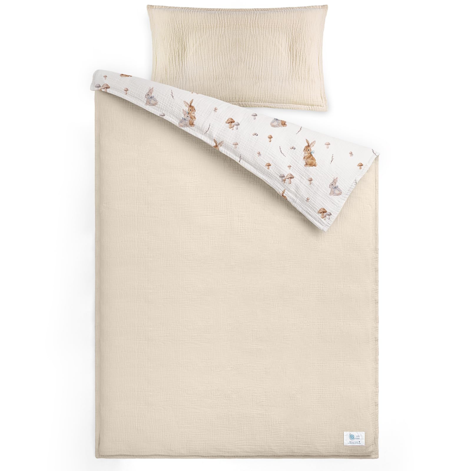 lulumoon Kinderbettwäsche 100x135: Bettbezug 100x135 + Kissenbezug 40x60cm aus Musselin Oeko-TEX Standard – Leicht und Komfortabel Bettwäsche Set
