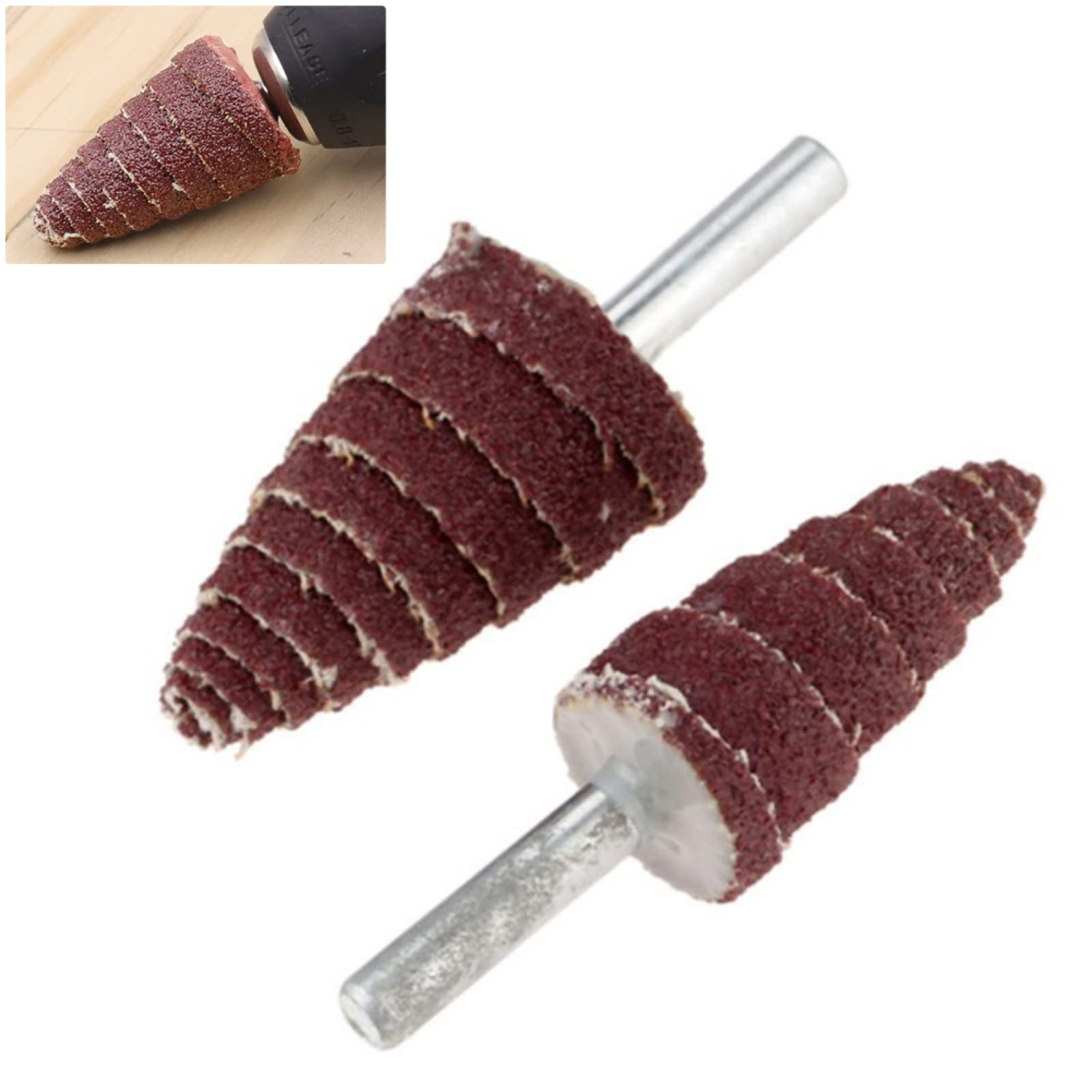 Szlifierka listkowa, 2PC 3mm 80 Grit ścierny papier ścierny głowica szlifierska stożkowa głowica szlifierska papier ścierny listkowe koła polerujące do narzędzi obrotowych