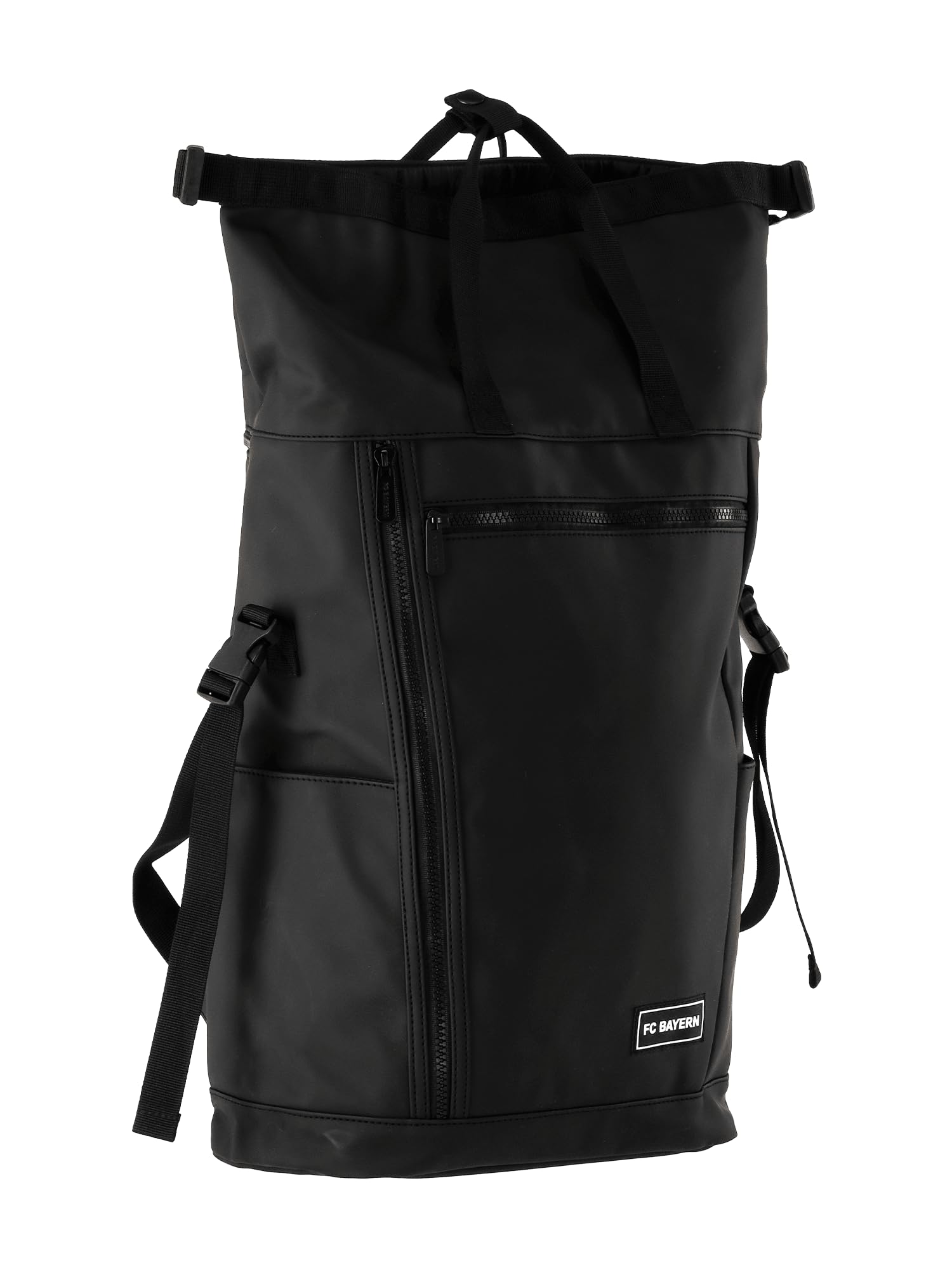 FC Bayern München Rucksack Rolltop Schwarz I Fußball I Schule I Sport I 43 x 27/37 x 15 cm