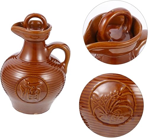 Miniatura 3 de YARNOW Dispensador de jarra de arcilla, botellas vacías para bebidas, dispensador de jarra de agua, contenedor de vino, botella de servir, jarra de