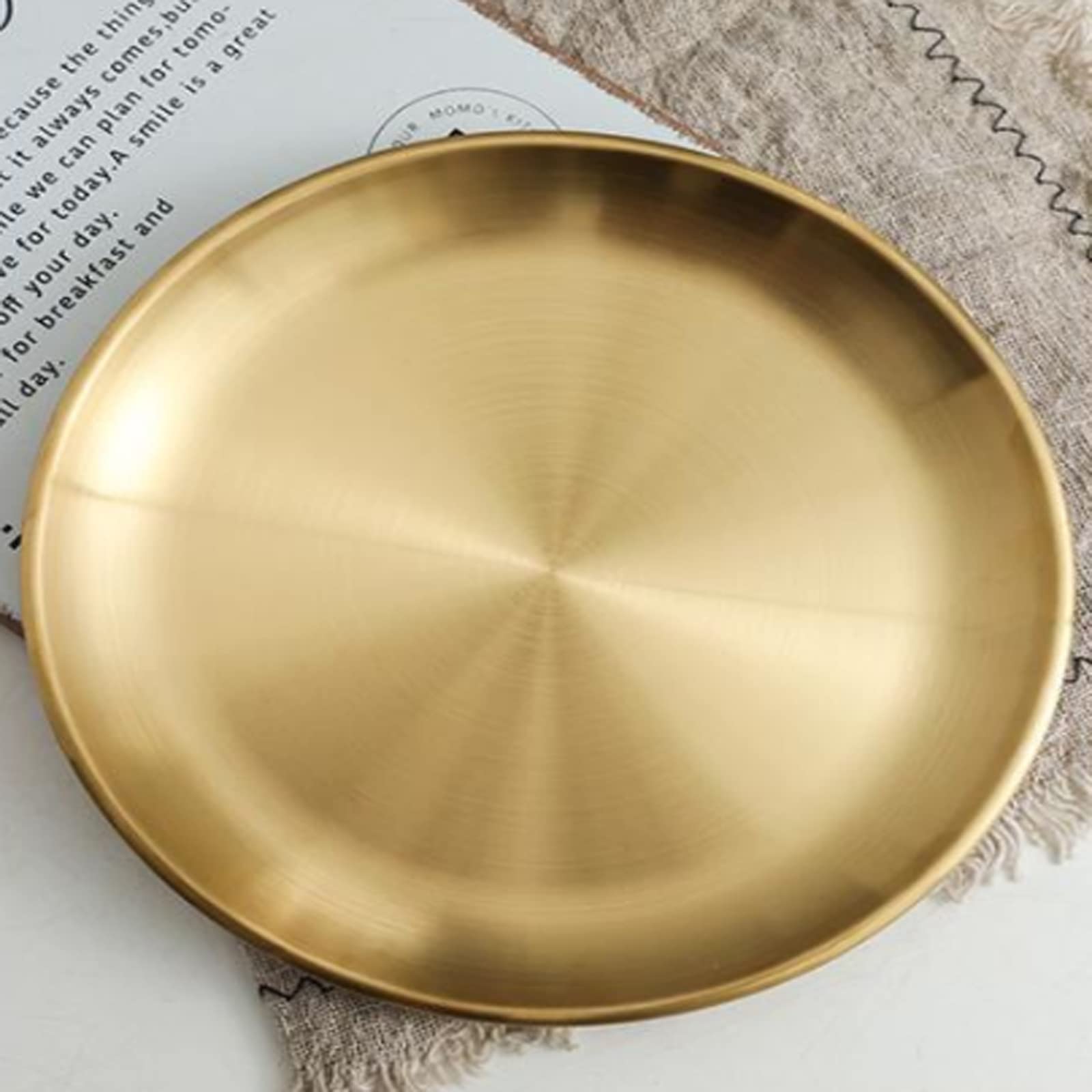 Rundes Serviertablett Aus Edelstahl Gold – 3 Größen | Schmuck-Organizer, Kerzenteller, Deko-Platte | Für Bad, Küche, Wohnzimmer