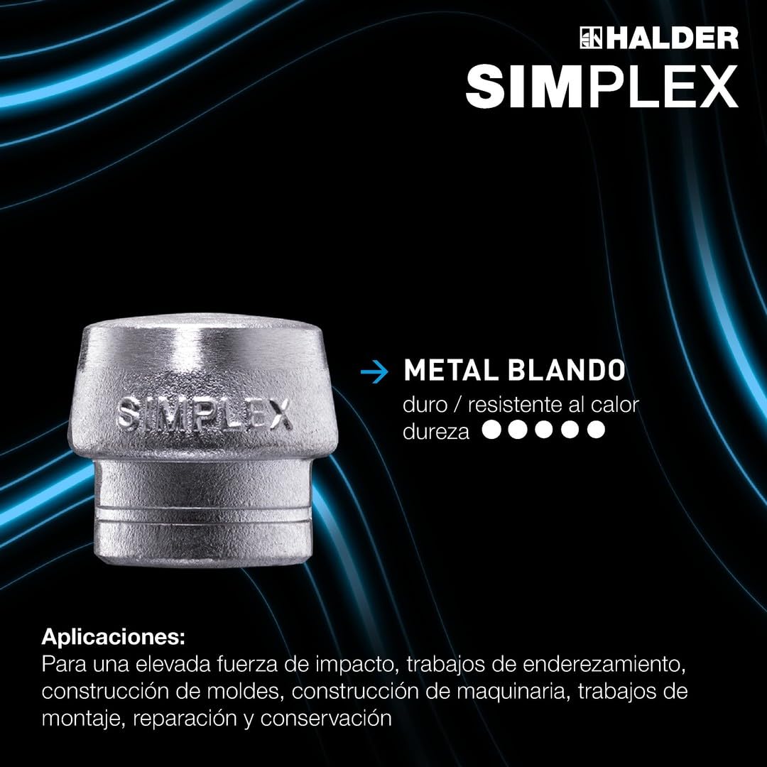 Halder 3079080 "simplex soft-face" Maza Con Acero fundido Superplastic/suave carcasa de metal, multicolor, 80 mm