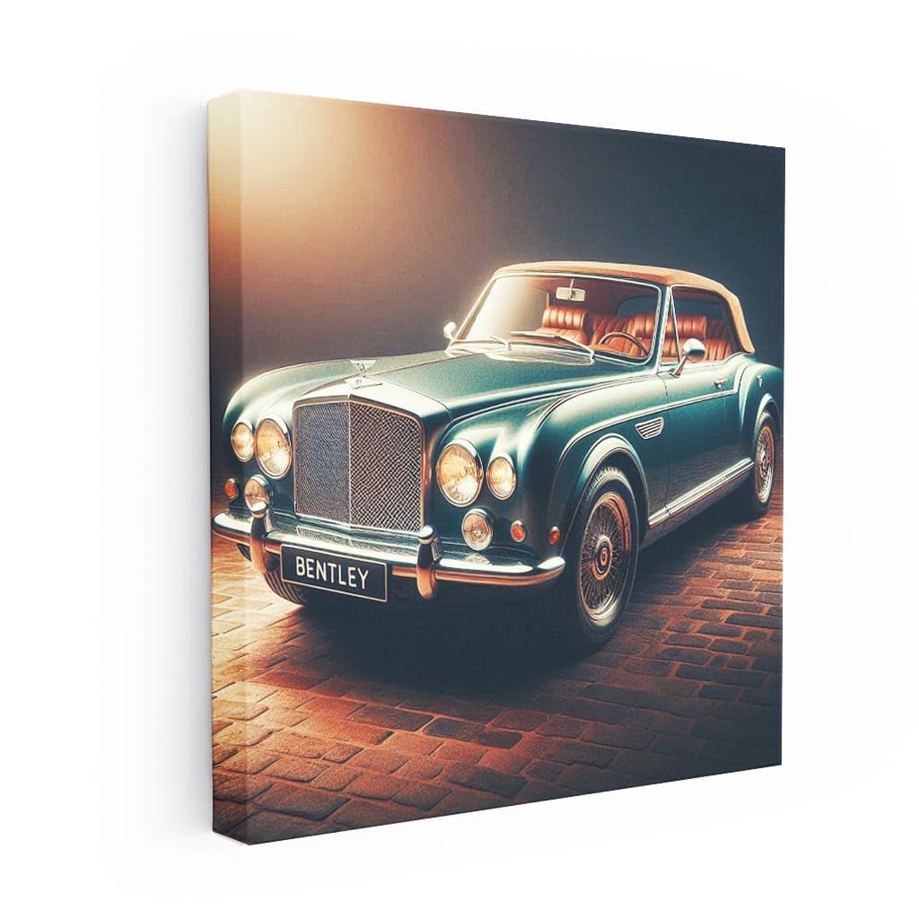 Car Canvas Automobile Wall Art For Mens Room Framed Bentley Bentayga Vintage Style 2 [Canvas Framed - 24x16 inch]