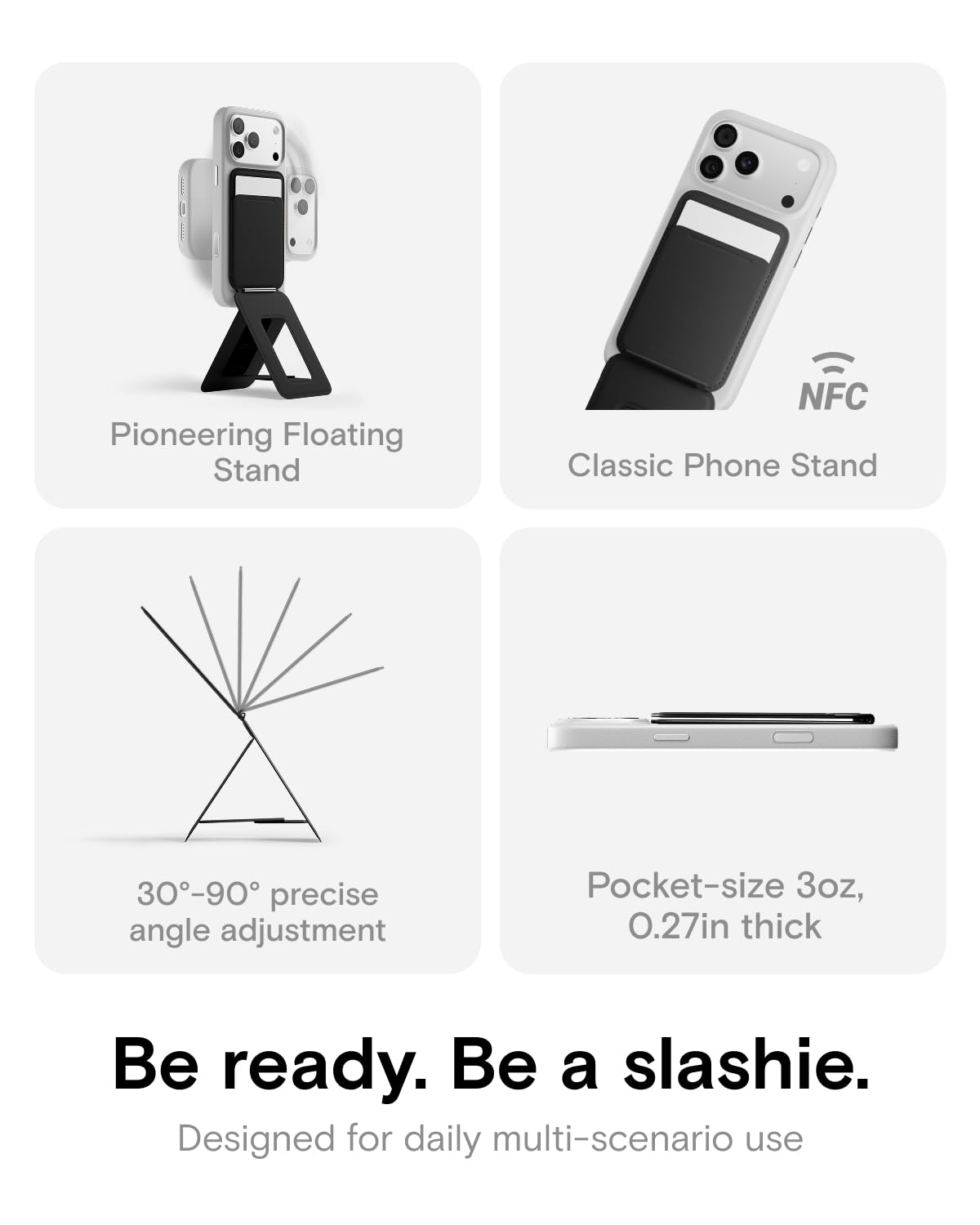 MOFT Portafoglio con treppiede per telefono, supporto magnetico a portafoglio, porta carte abilitato NFC, bastone per selfie tascabile, in pelle MOVAS, supporto regolabile per viaggi, vlog