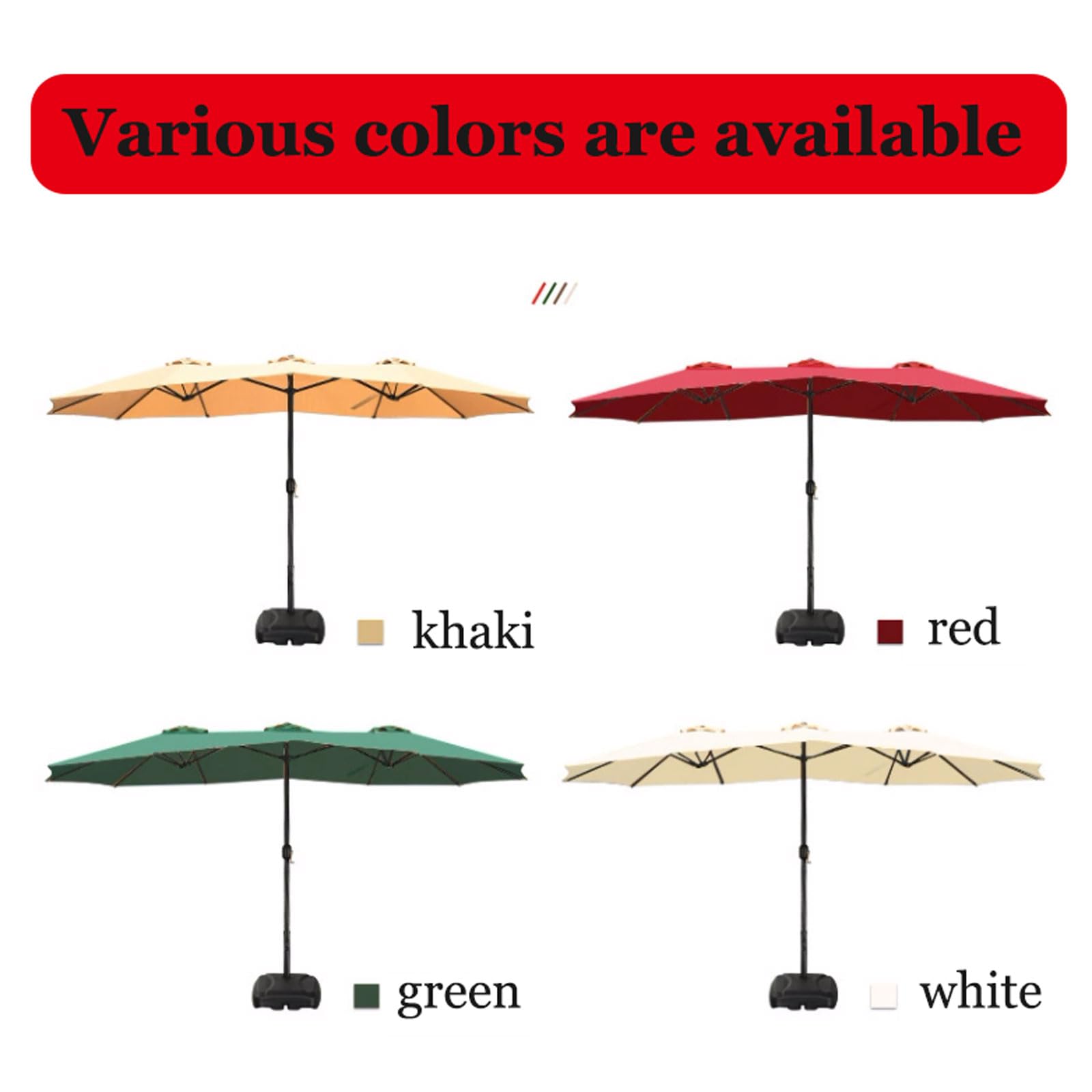 Parasol ogrodowy Duży parasol ogrodowy Wydłużający parasol przeciwsłoneczny na zewnątrz Środkowy filar Parasol stołowy z podstawą do trawnika Ogród Podstawa do napełniania