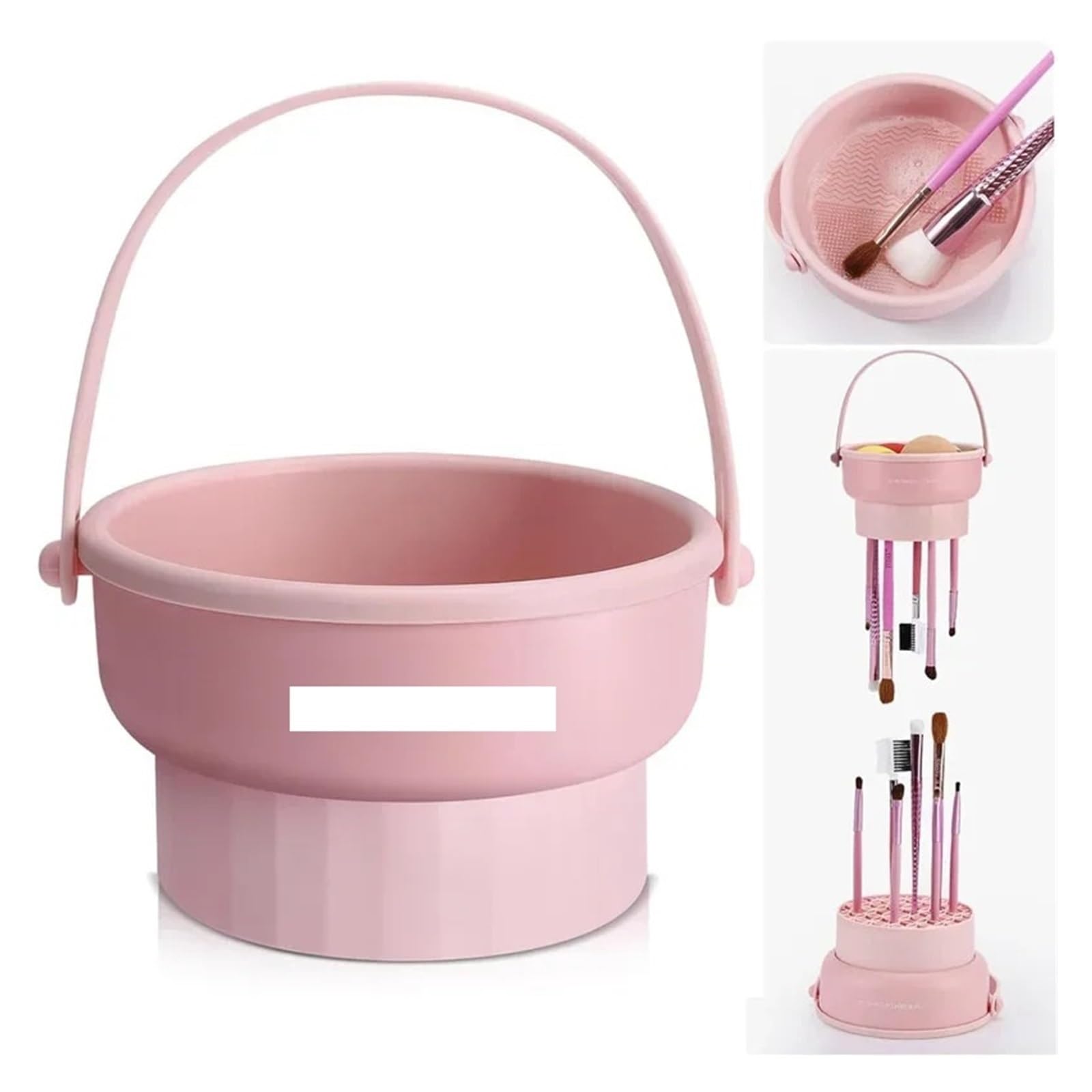 Seau de nettoyage pour pinceaux de maquillage - Outils de lavage et de séchage pour pinceaux de maquillage et houppettes de poudre (A-2L)