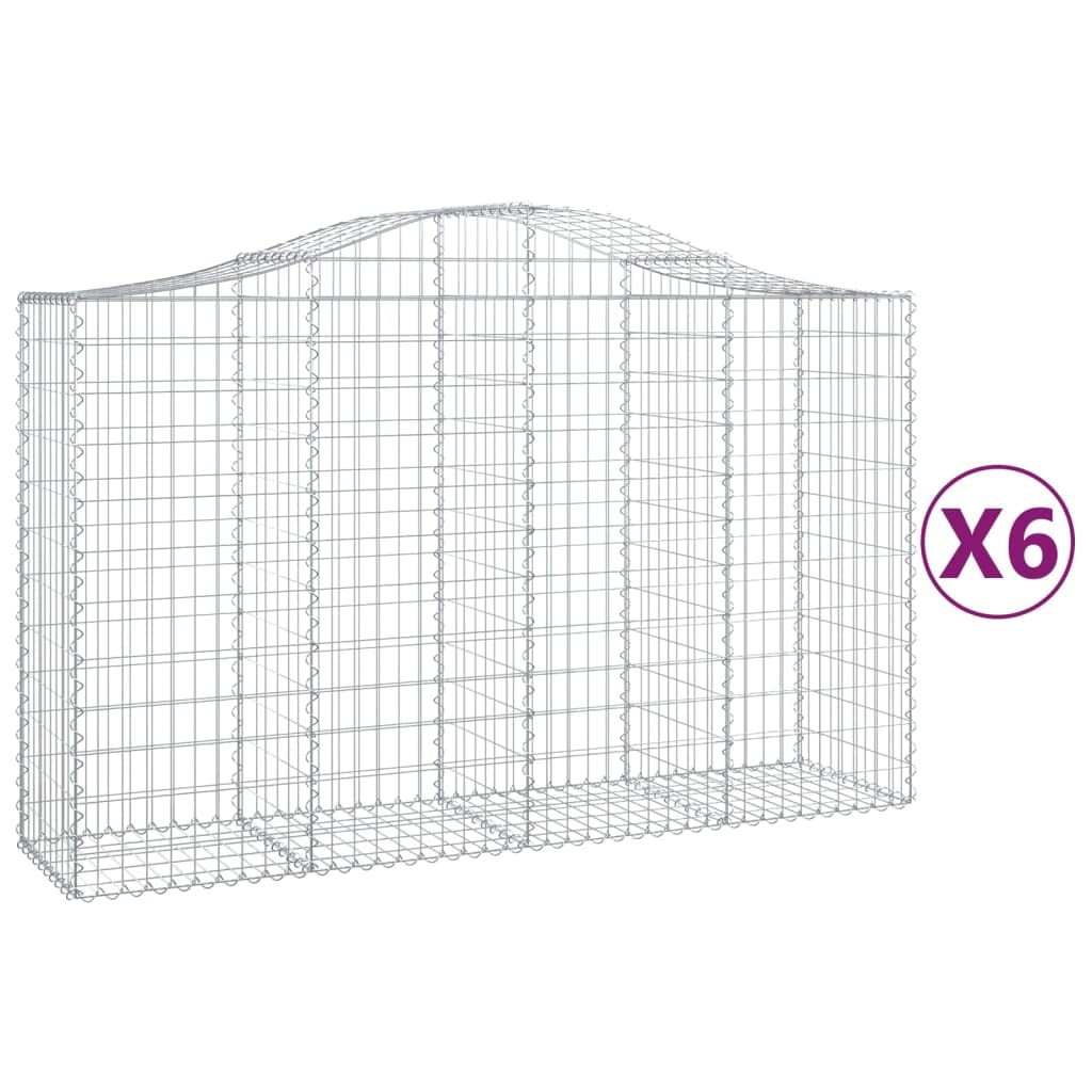 Kosze gabionowe ocynkowane żelazo 6 sztuk 200 x 50 x 120/140 cm, ściany do przechowywania klatki ze wzmocnionymi haczykami, średnica drutu 3,5 mm, oczka 5 x 10 cm, dekoracyjne bariery