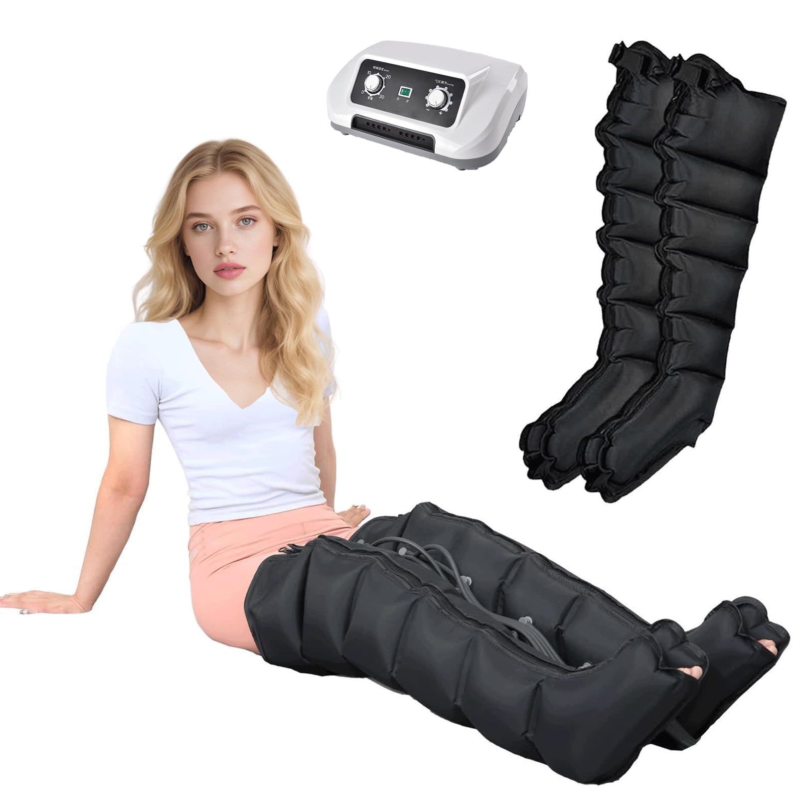 SXSLTSA Leg Compression Machine with Lymphatic Drainage - Air Compression Leg Massager, Calf Massager for Pain, Recovery Boots for Circulation