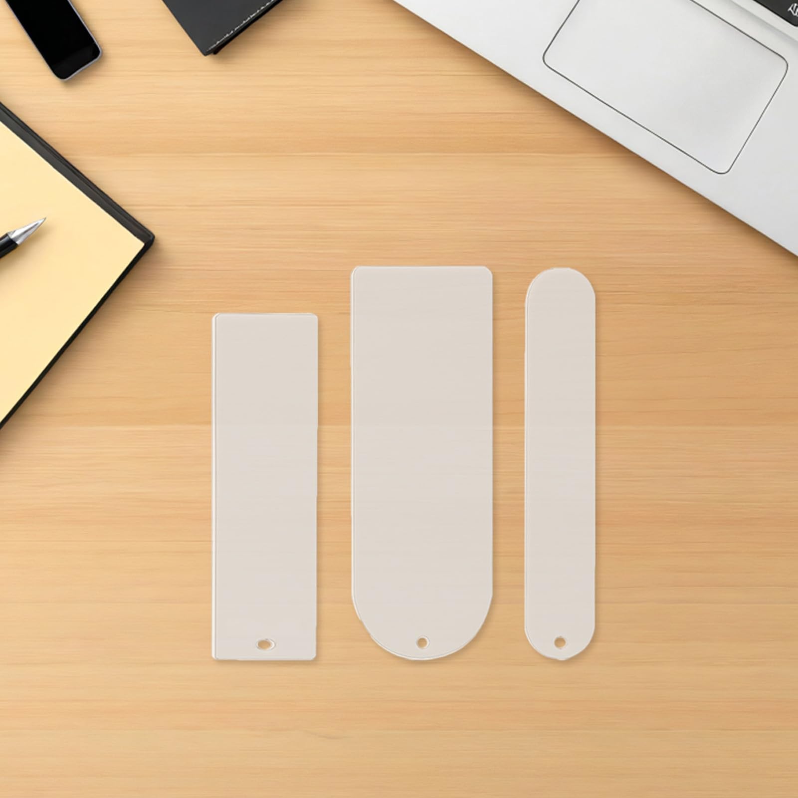 Marcapáginas Acrílicos en Blanco con Borlas, Rectangulares Transparentes