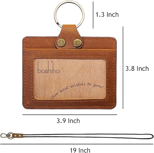 Vista 186 de Boshiho. Funda vertical, de piel, para tarjeta de identificación con cordón resistente., Bolso