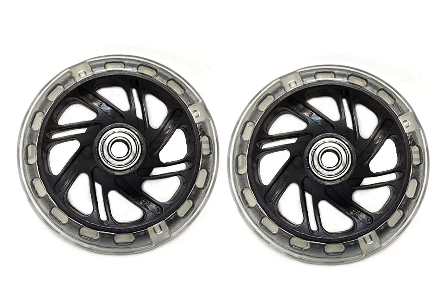 Kick Scooter Replacement Wheels with Motion Activated Flashing Lights, Black, 12mm, 2 Pack-picture-16