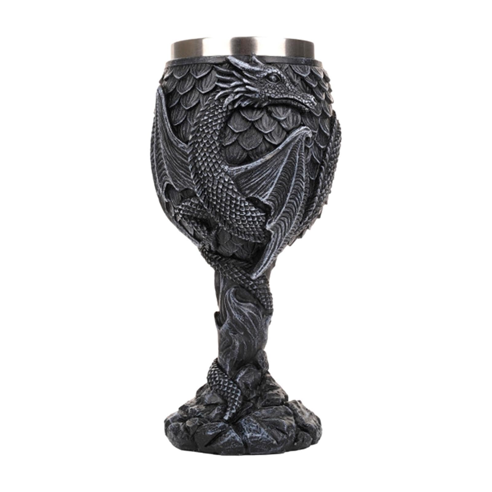 Dragon Wine Goblet Chalice - Gothic Medieval Goblet, Dragon Chalice Cup | Fantasy dungeons and dragonss Steel Medieval Drinkware, Unique Medieval Drinking Vessel Chalice for Wedding giftt Prop Party