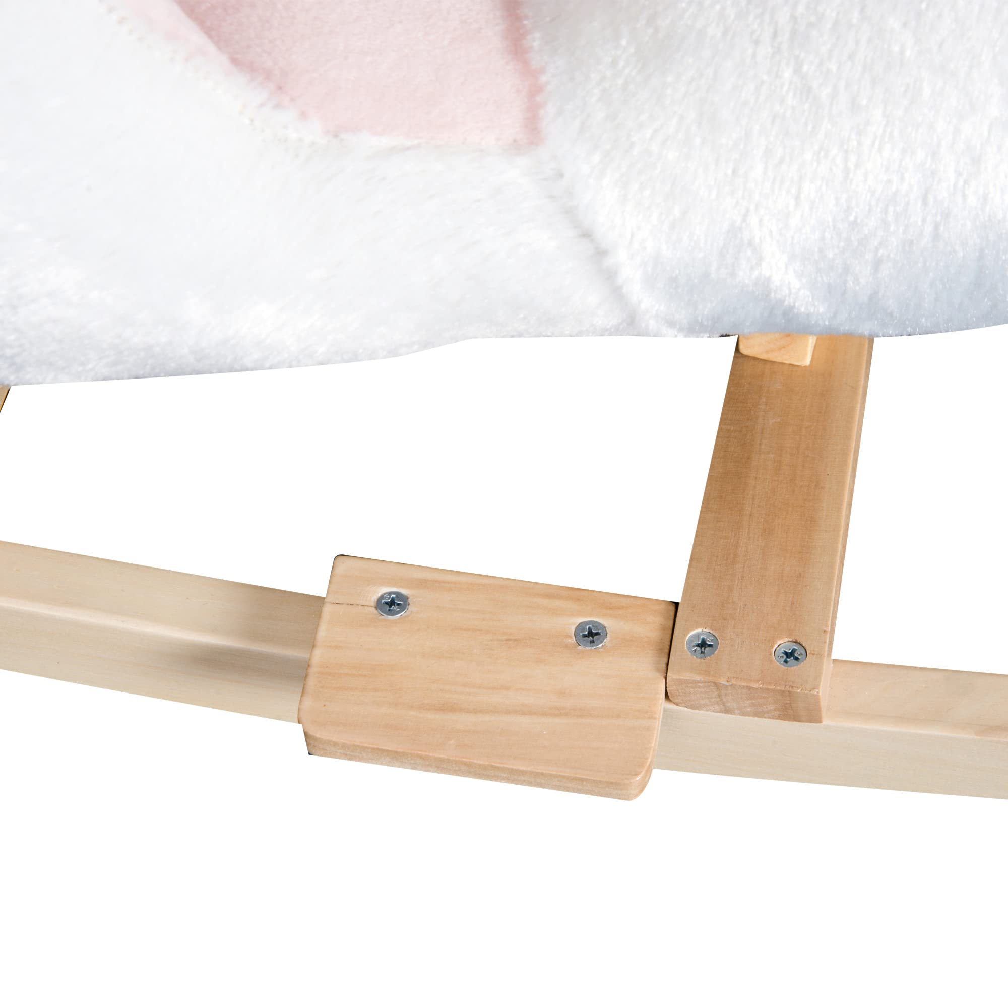 HOMCOM Cavallo a Dondolo a Forma di Cigno con Musica, Cavalluccio a Dondolo con Struttura in Metallo e Legno, Rivestimento Peluche, 60x40x57cm, Bianco
