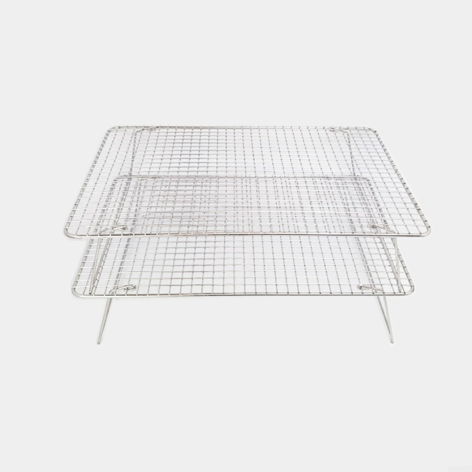 HpLive Rejilla de enfriamiento para tartas, rejilla de enfriamiento apilable de acero inoxidable para pasteles, pasteles y pan para media bandeja de horno para hornear o asar (Three-layer)