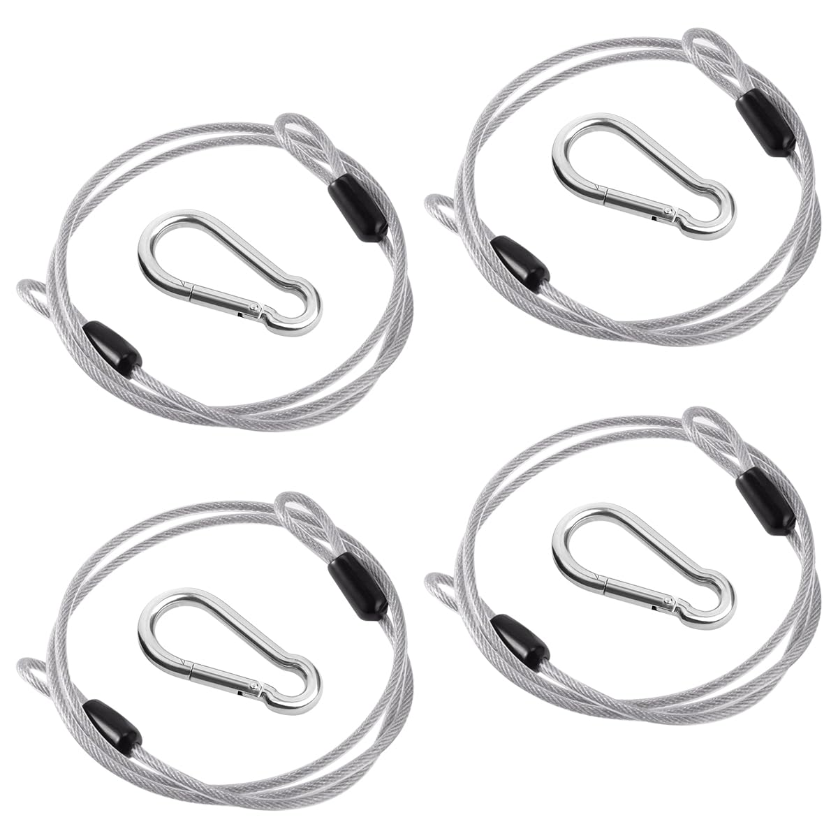 4 Corde Sicurezza Acciaio Inox Per Bici - Cavo Flessibile Doppio Anello Con Moschettone | 80cm X 3mm Per Casco E Bagagli - Foto 11