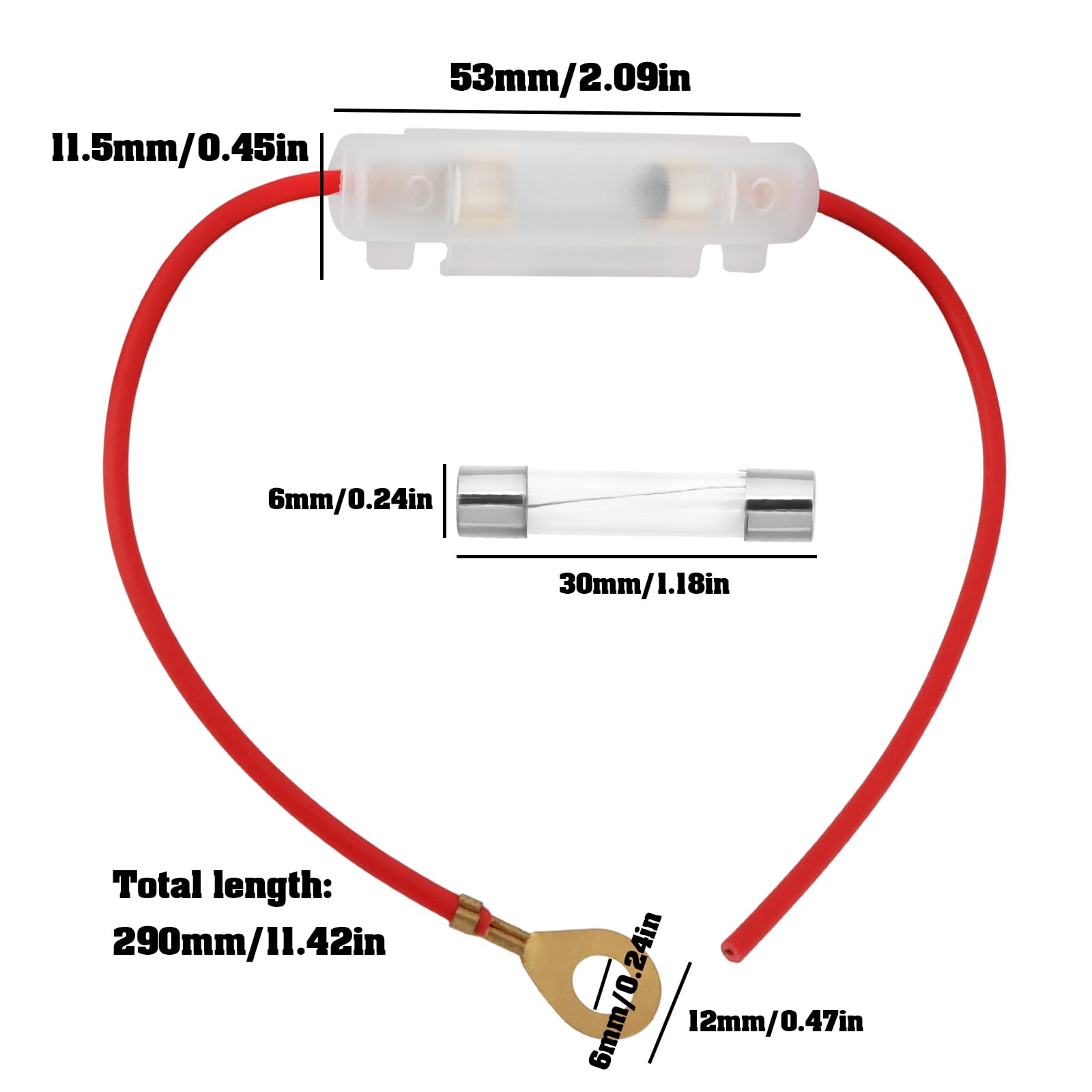 EMSea 5pcs 6x30mm Fuse Holder 30A/12v for Motorcycles Electric Vehicles Scooters with Fuse - Image 4