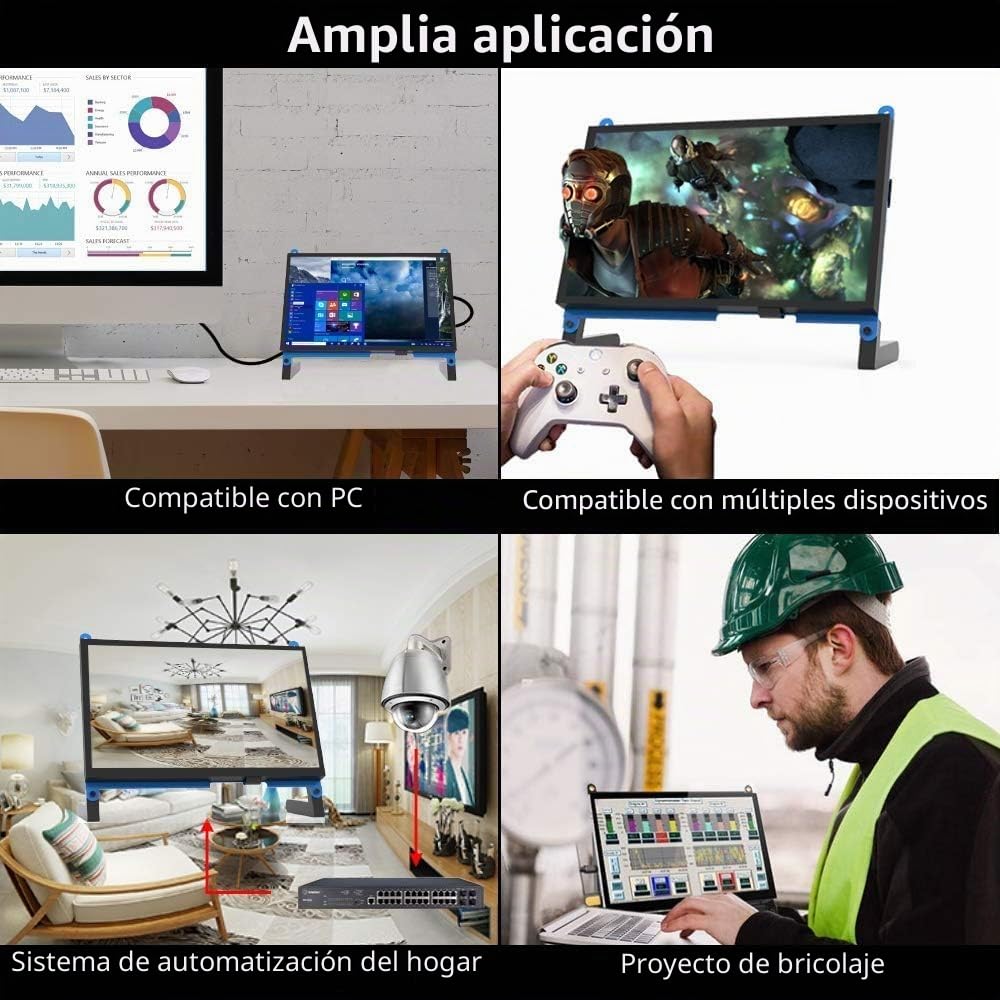 CUQI Monitor de Pantalla táctil portátil de 7 Pulgadas para Raspberry Pi 4, Pantalla táctil capacitiva IPS 1024x600 Game LCD Extender Segundo Monitor
