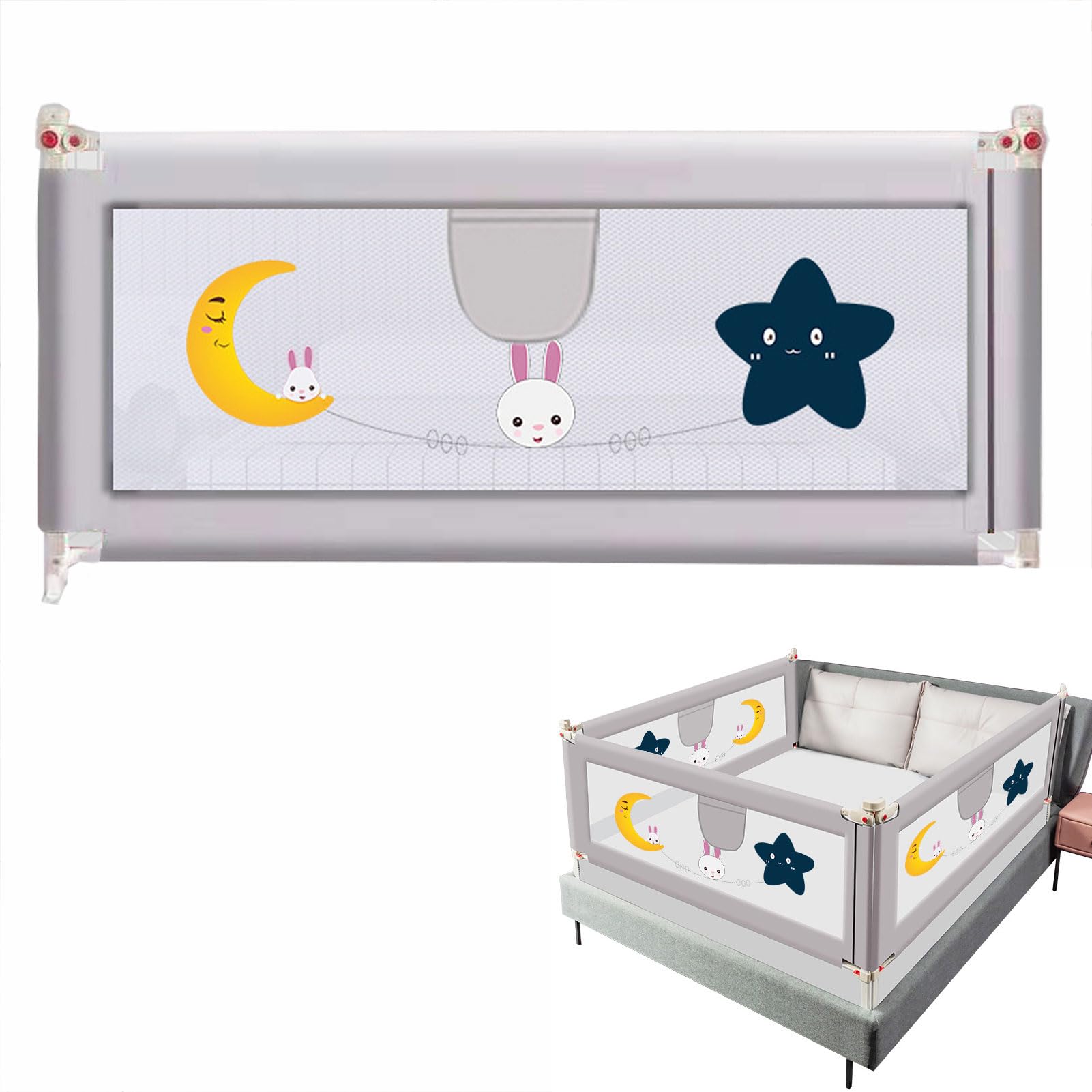 Barandillas para cama para niños y bebés con altura ajustable y dibujos animados